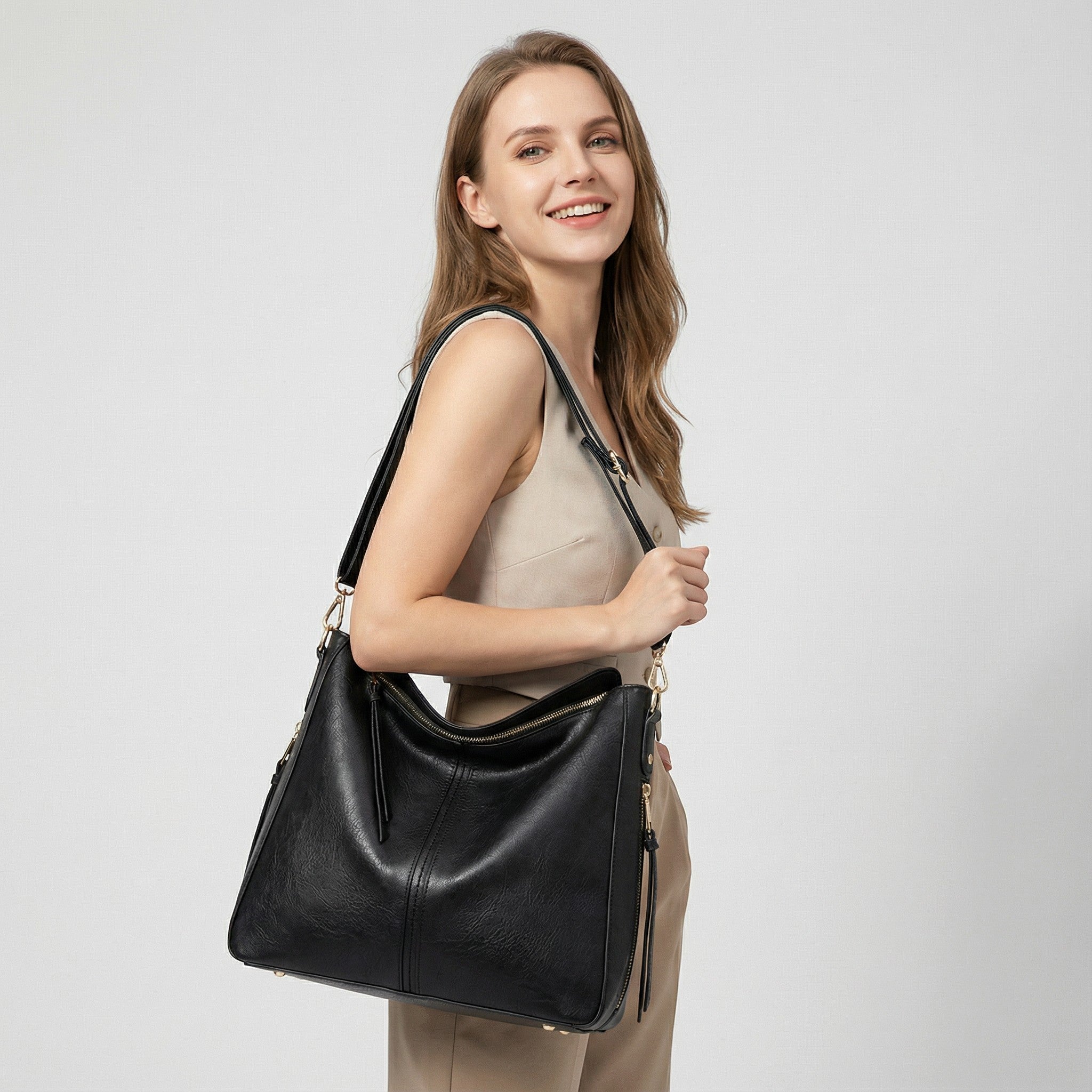 Riche | Sac hobo femme en cuir fin