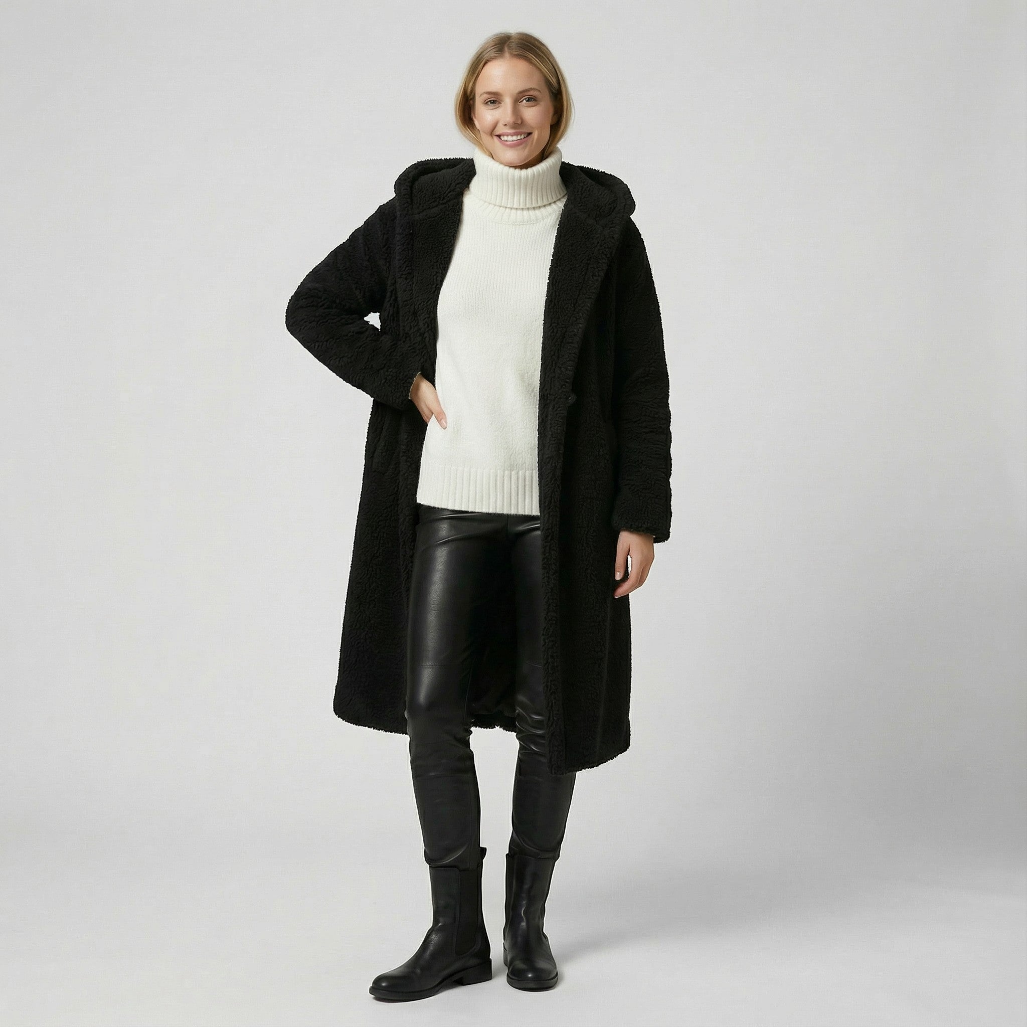 Riche | Manteau long femme en fausse fourrure teddy