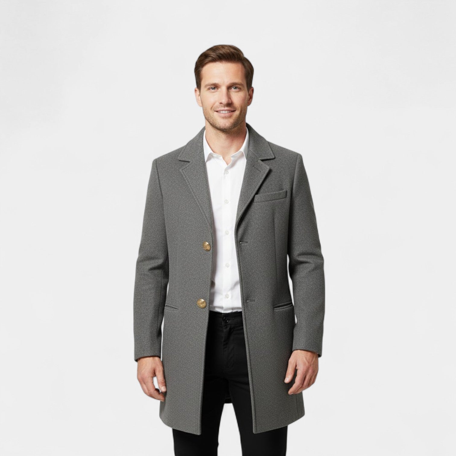 Riche | Manteau Homme en Laine – Mi-Long à Simple Boutonnage Classique
