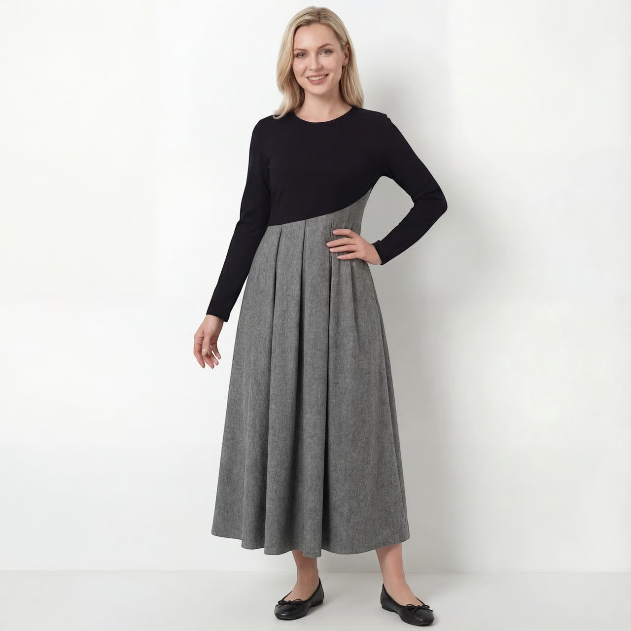 Riche | Robe Maxi Color-Block en Tissu Tissé Souple pour Femme