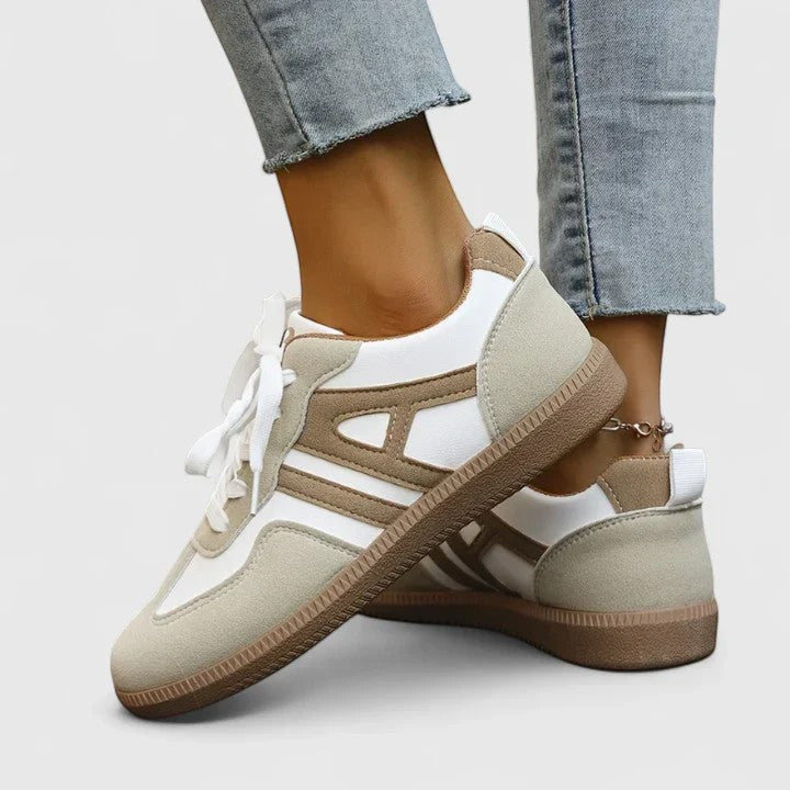 Riche | Baskets Femme Rétro à Lacets en Suède et Cuir avec Plateforme
