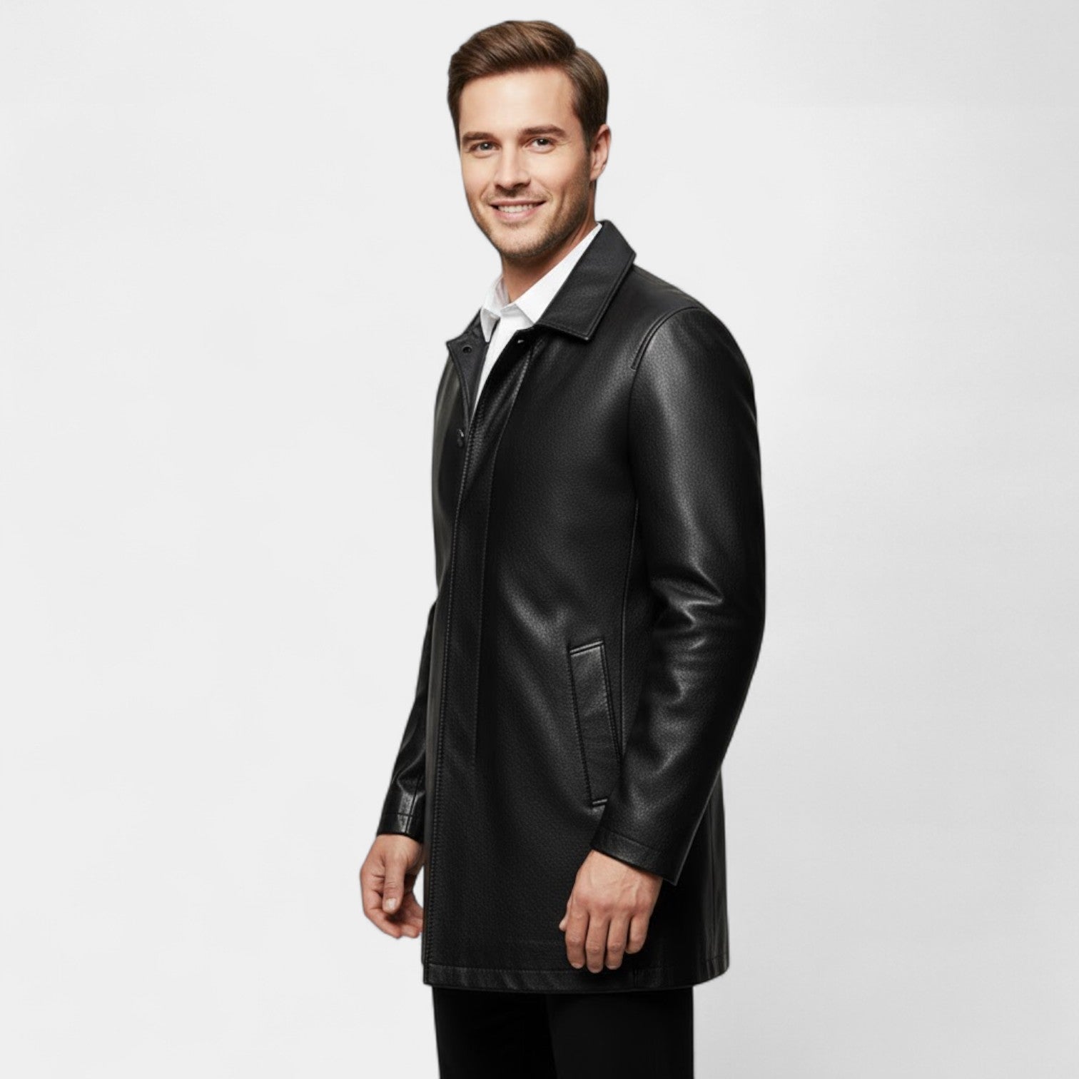 Riche | Manteau Homme en Cuir à Revers – Parka Hiver Matelassée en Polaire