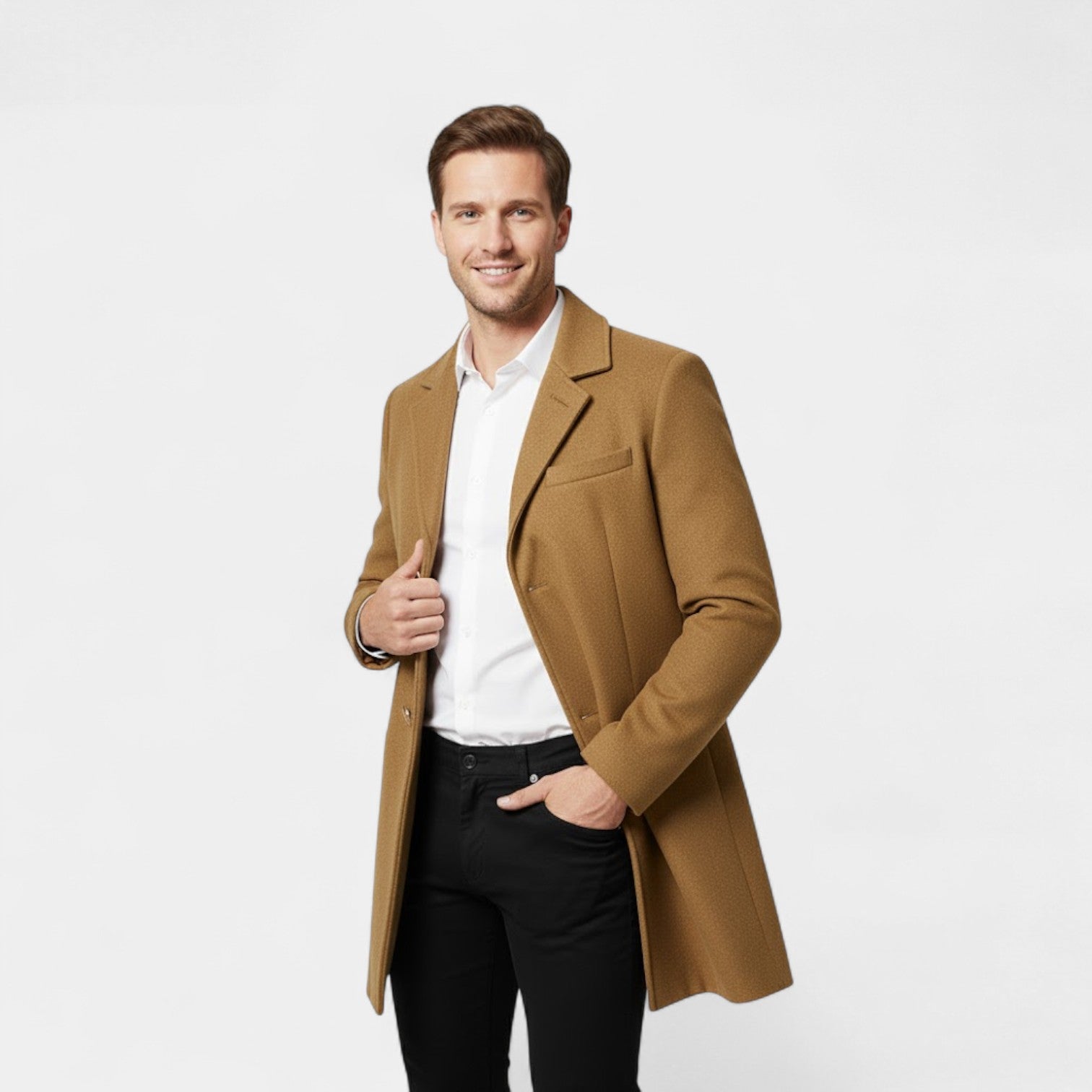 Riche | Manteau Homme en Laine – Mi-Long à Simple Boutonnage Classique