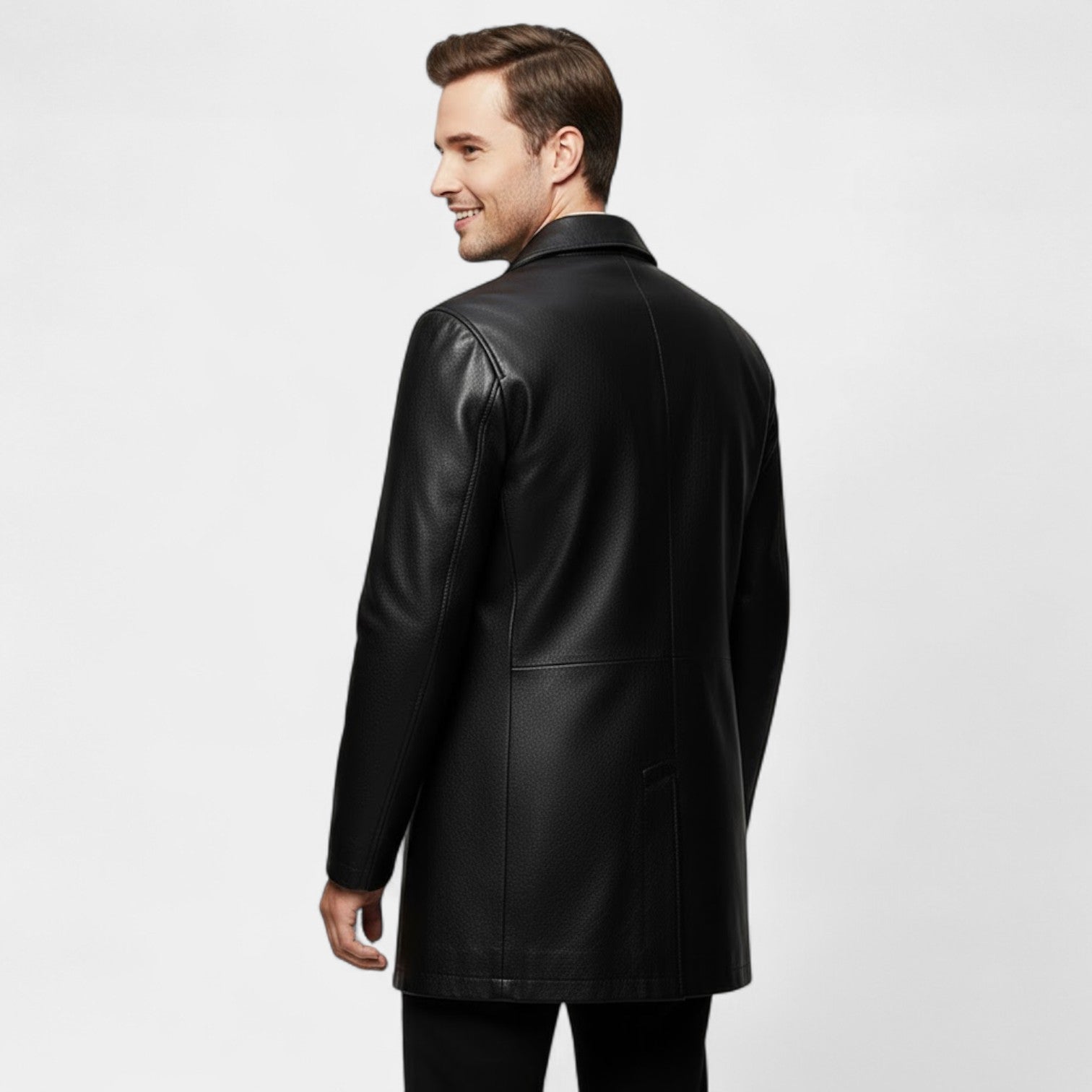 Riche | Manteau Homme en Cuir à Revers – Parka Hiver Matelassée en Polaire