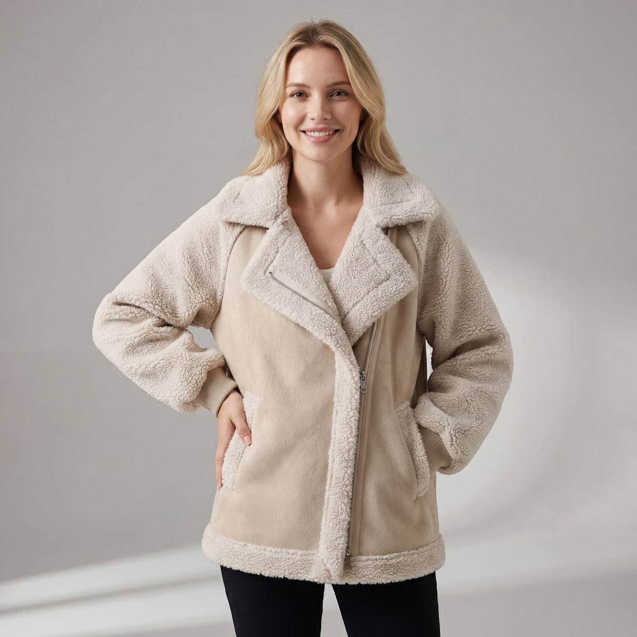 Riche | Manteau en Fourrure d’Agneau Pelucheuse pour Femme