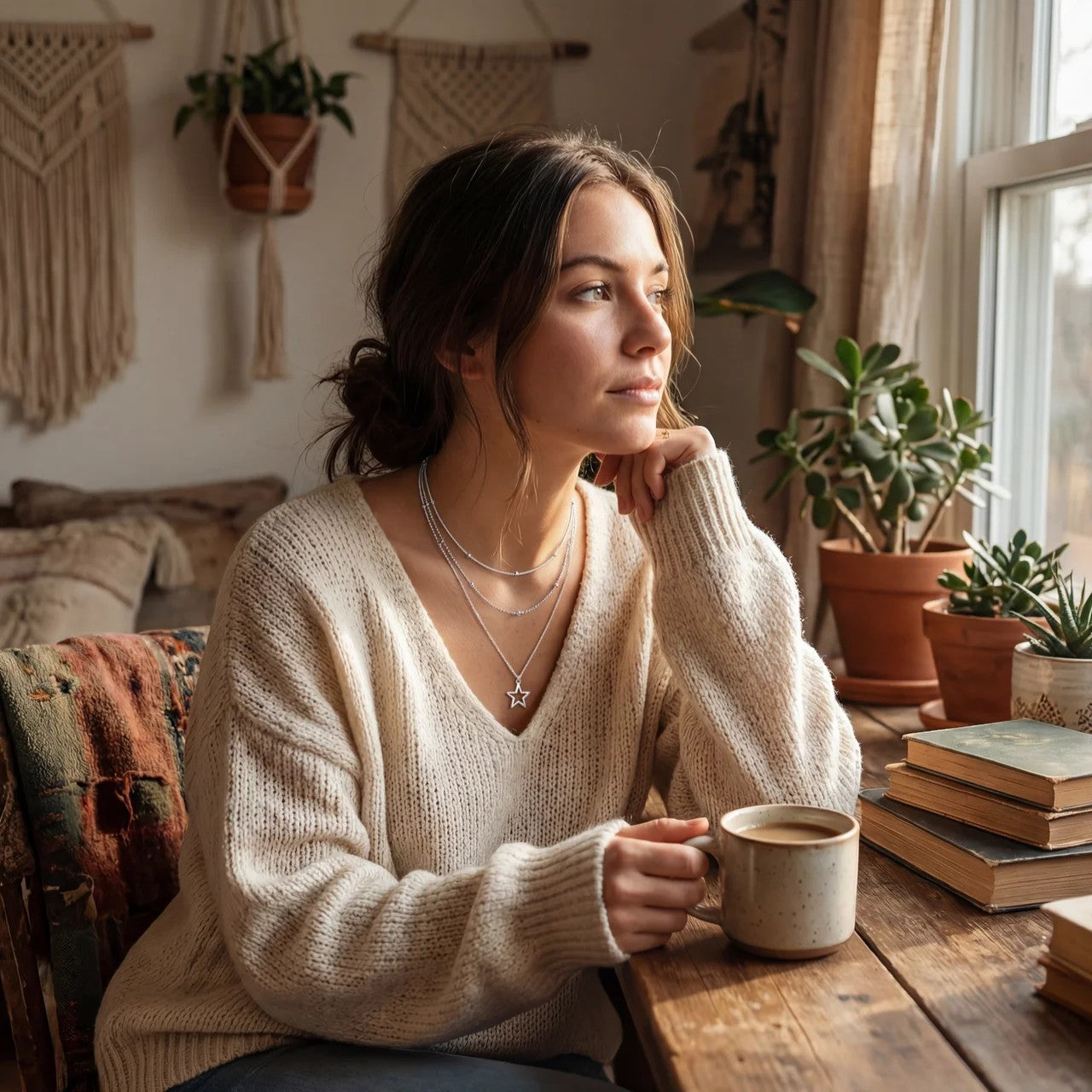 Riche | Collier Femme à Pendentif Étoile Superposé avec Chaîne Ajustable