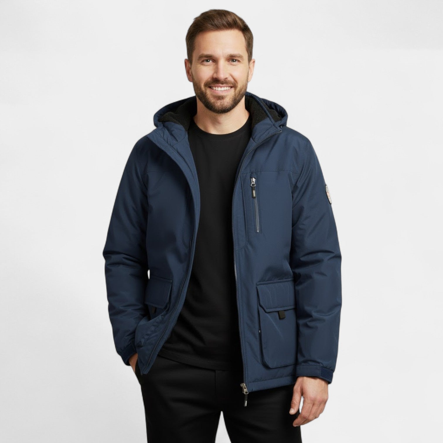 Riche | Parka Homme en Coton à Capuche – Mi-Longue Matelassée et Coupe-vent