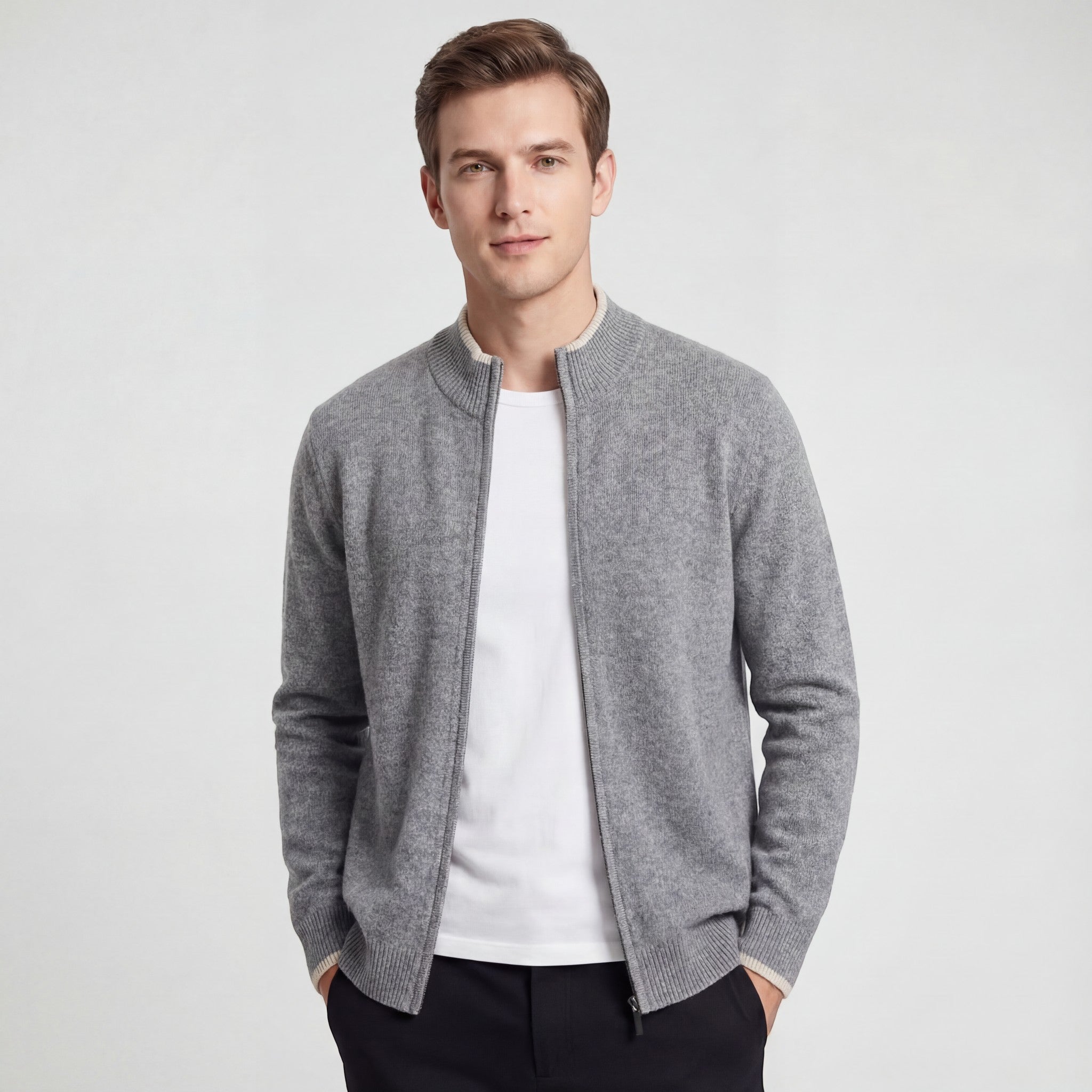 Riche | Pull homme en maille fine zippée