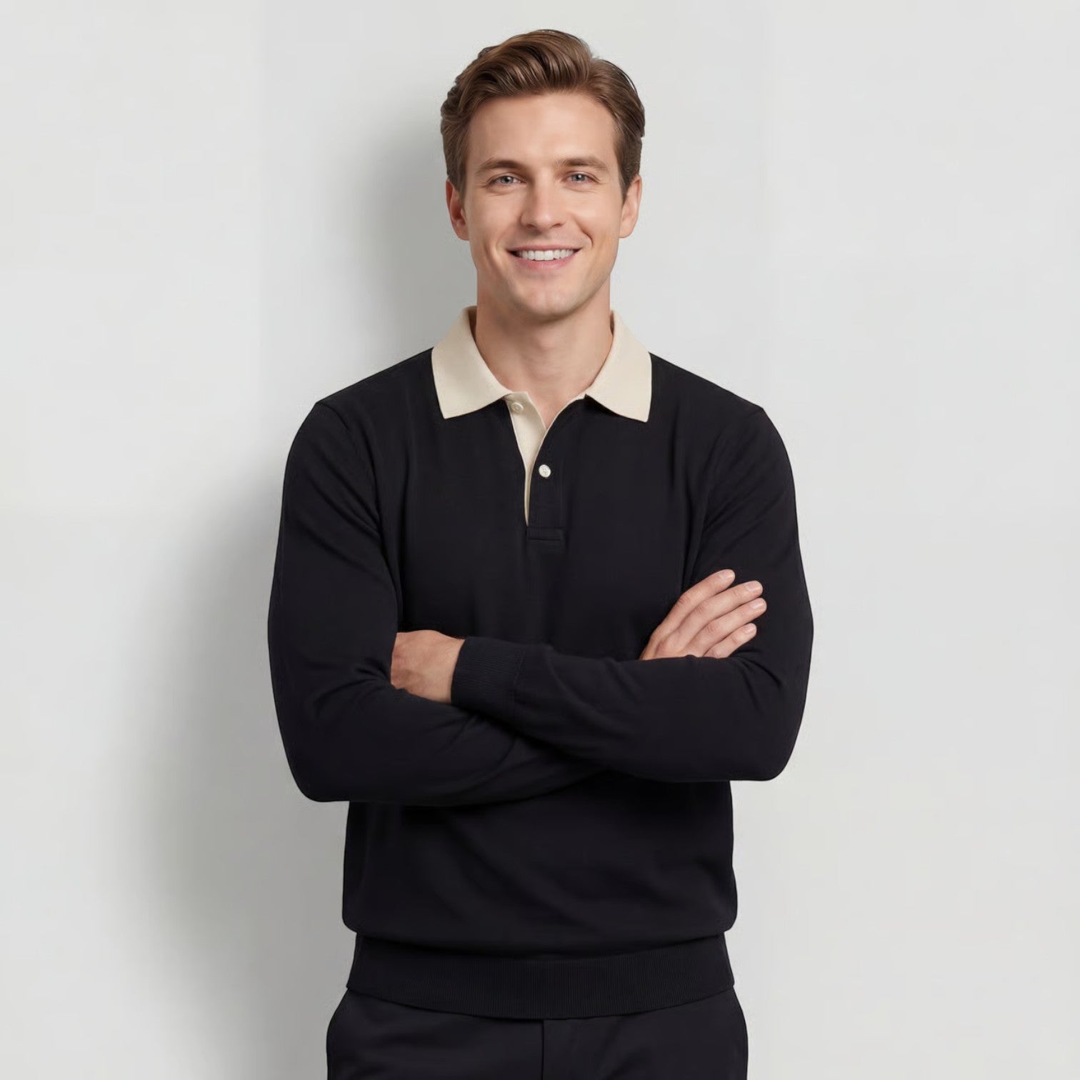 Riche | Polo homme coton manches longues - Coupe élégante décontractée