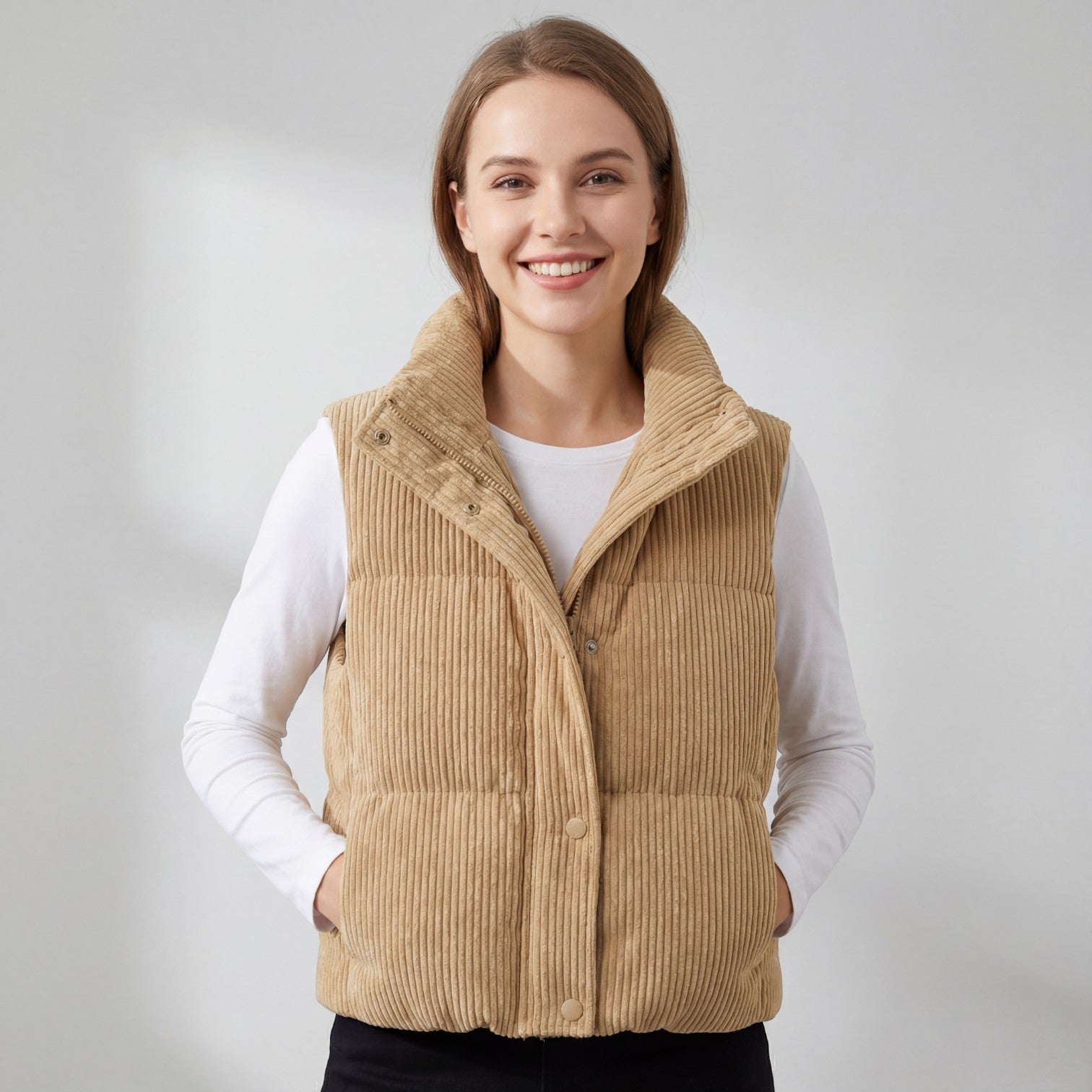 Riche | Veste Femme Matelassée Sans Manches à Col Montant