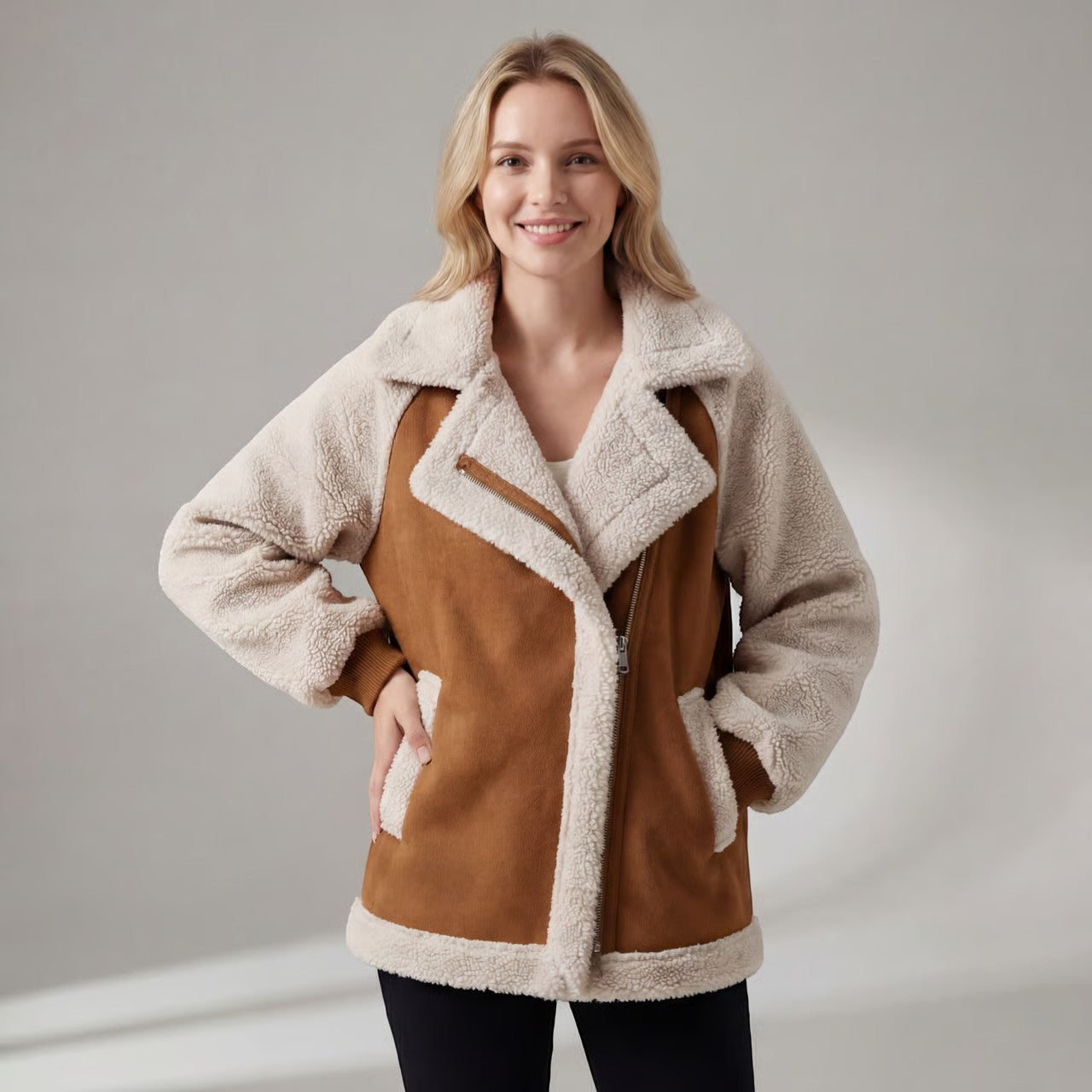Riche | Manteau en Fourrure d’Agneau Pelucheuse pour Femme