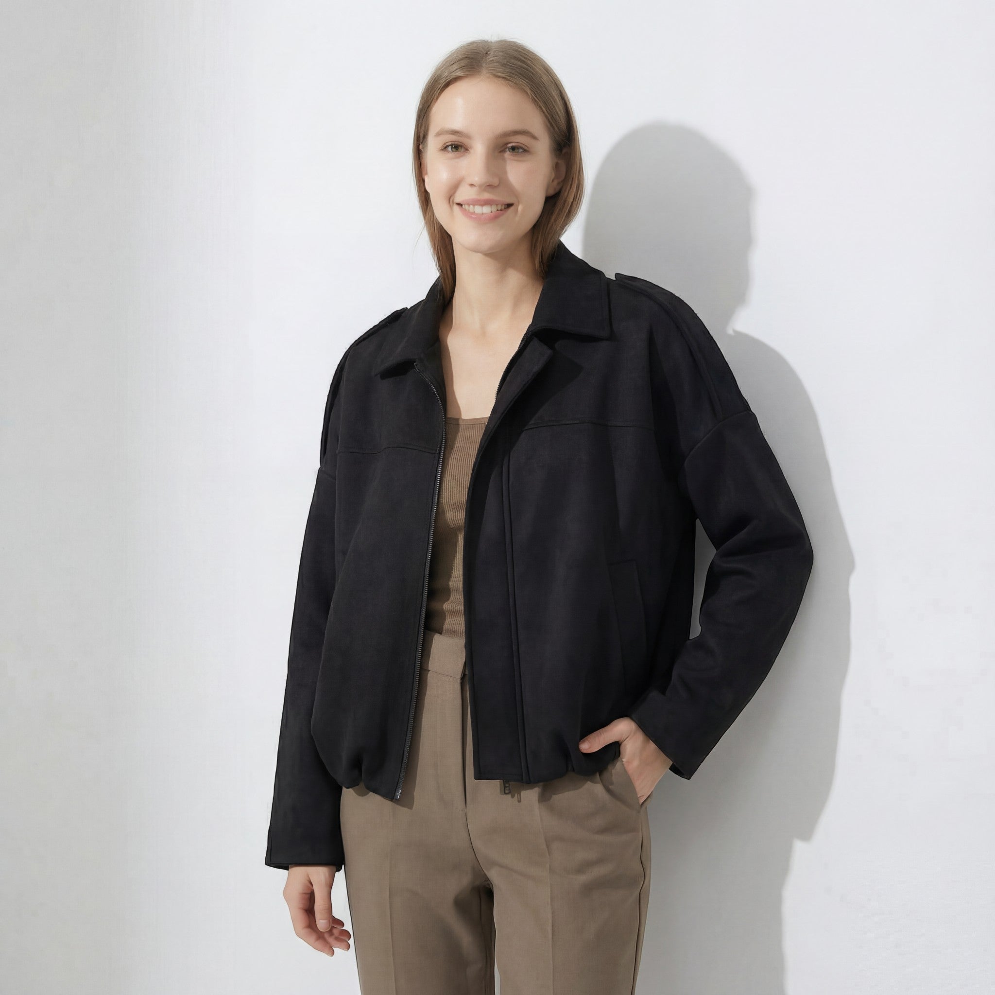 Riche | Manteau court femme en suède
