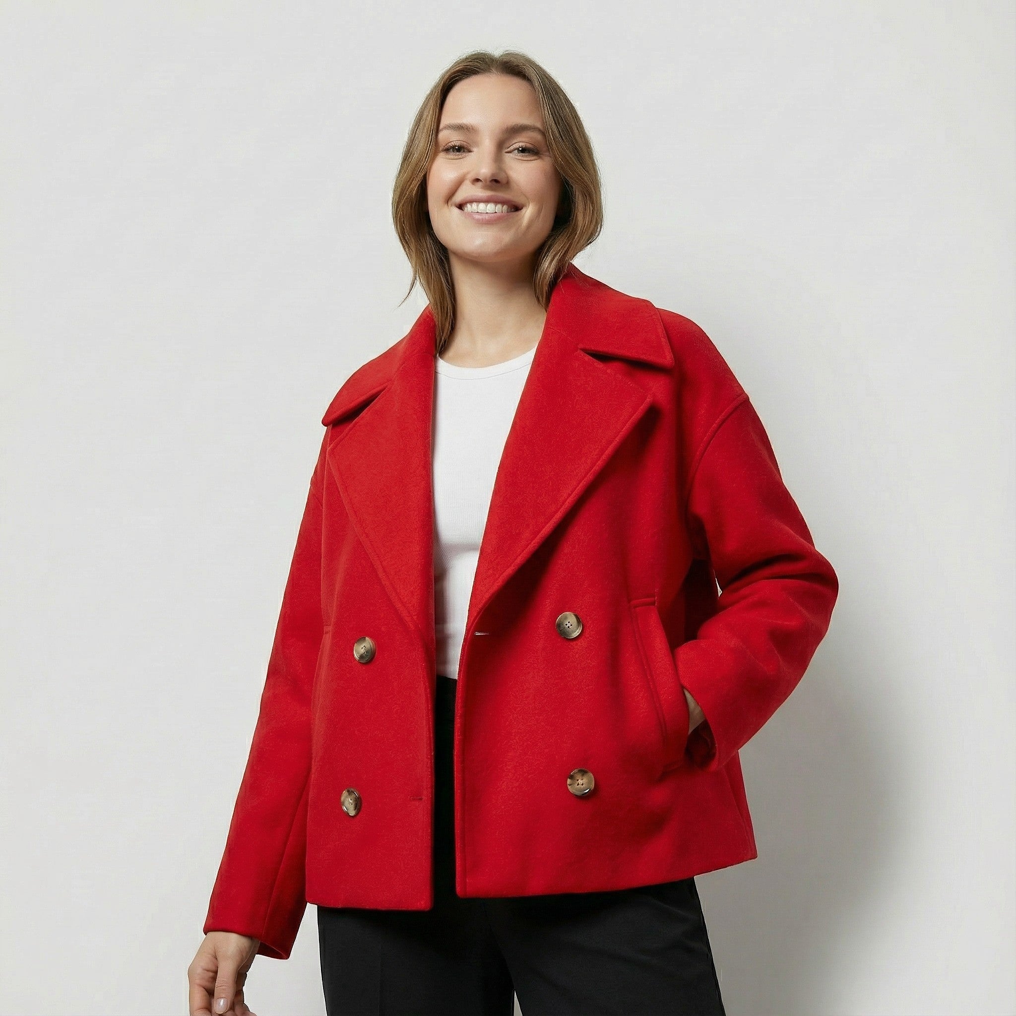 Riche | Manteau court croisé femme en laine