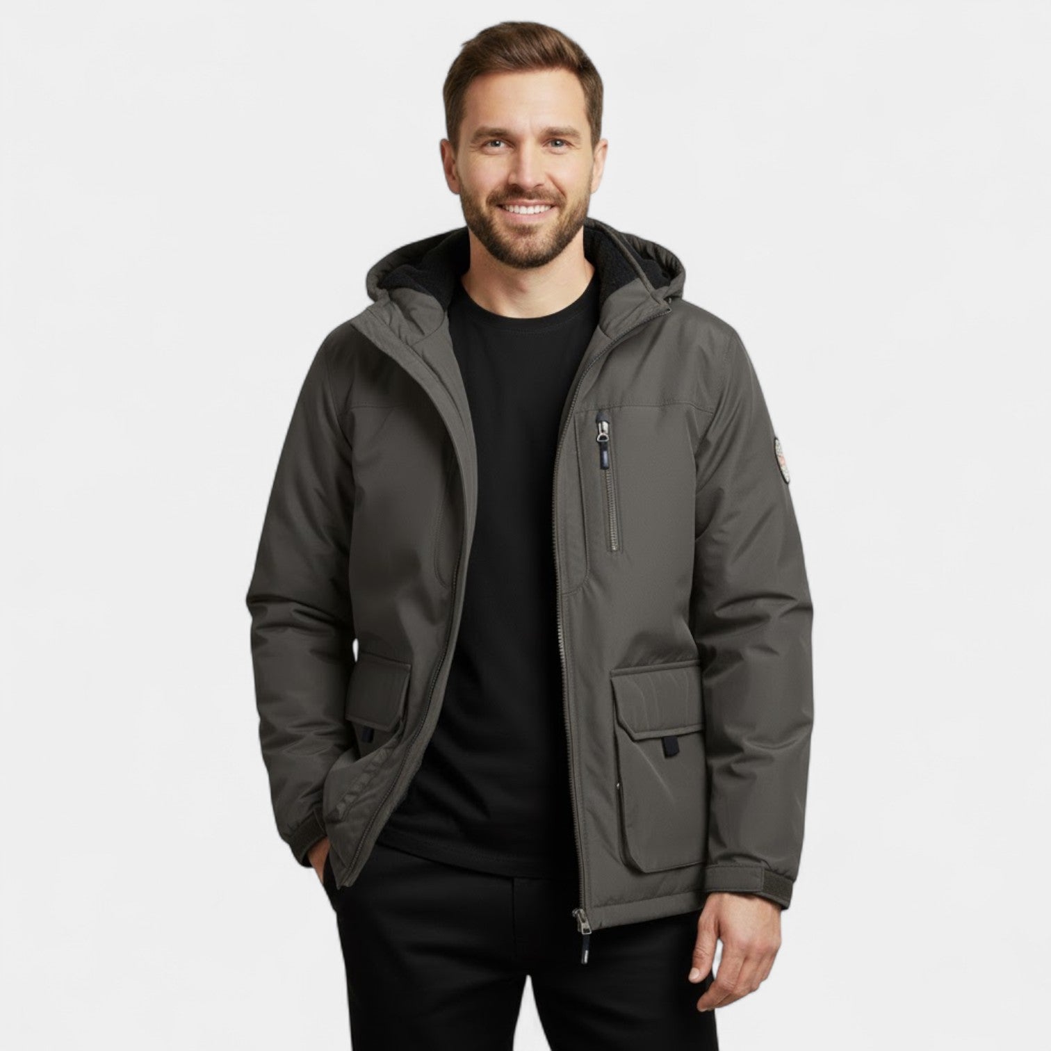 Riche | Parka Homme en Coton à Capuche – Mi-Longue Matelassée et Coupe-vent