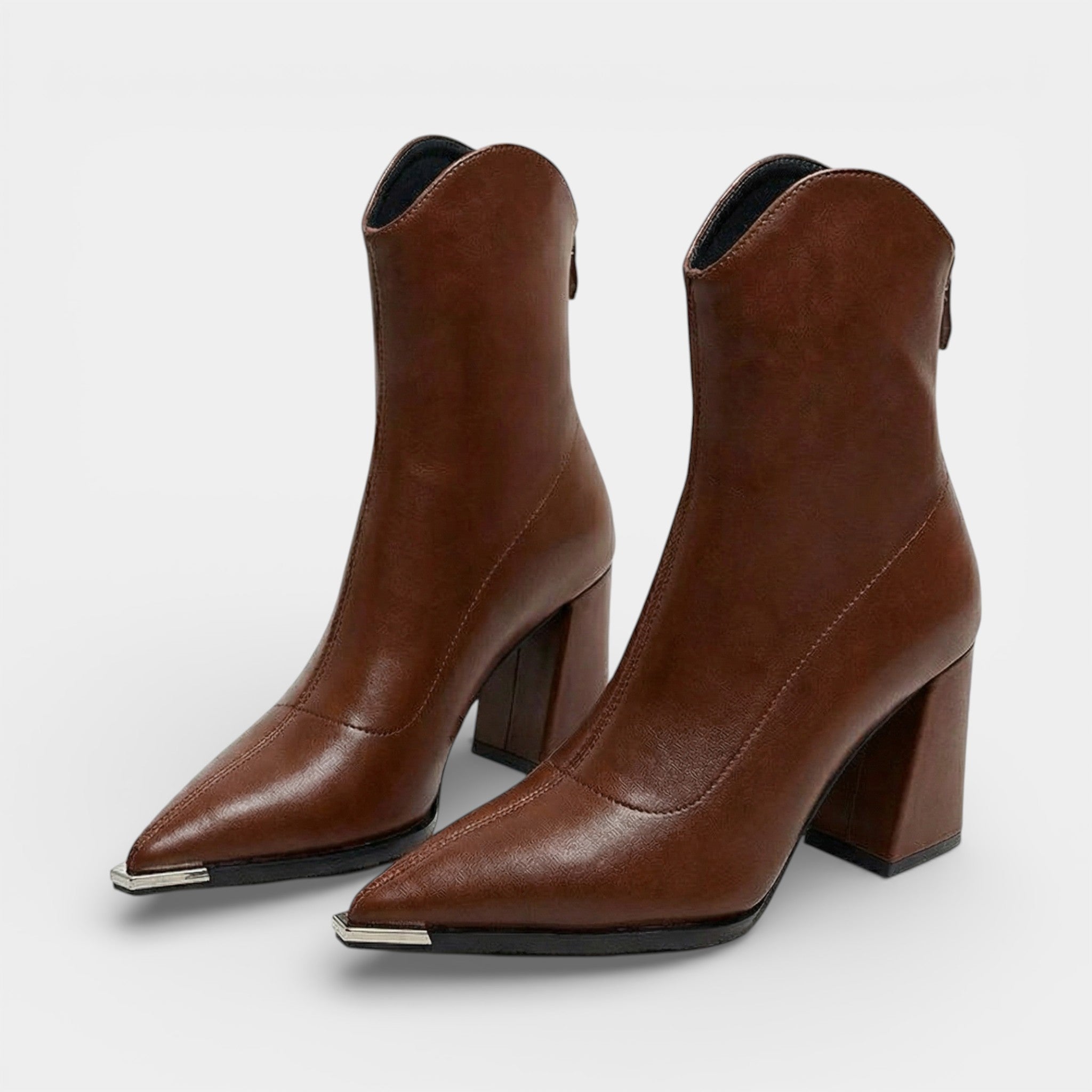 Riche | Bottes à Talon Haut en Cuir à Bout Pointu Doublées Polaire pour Femme