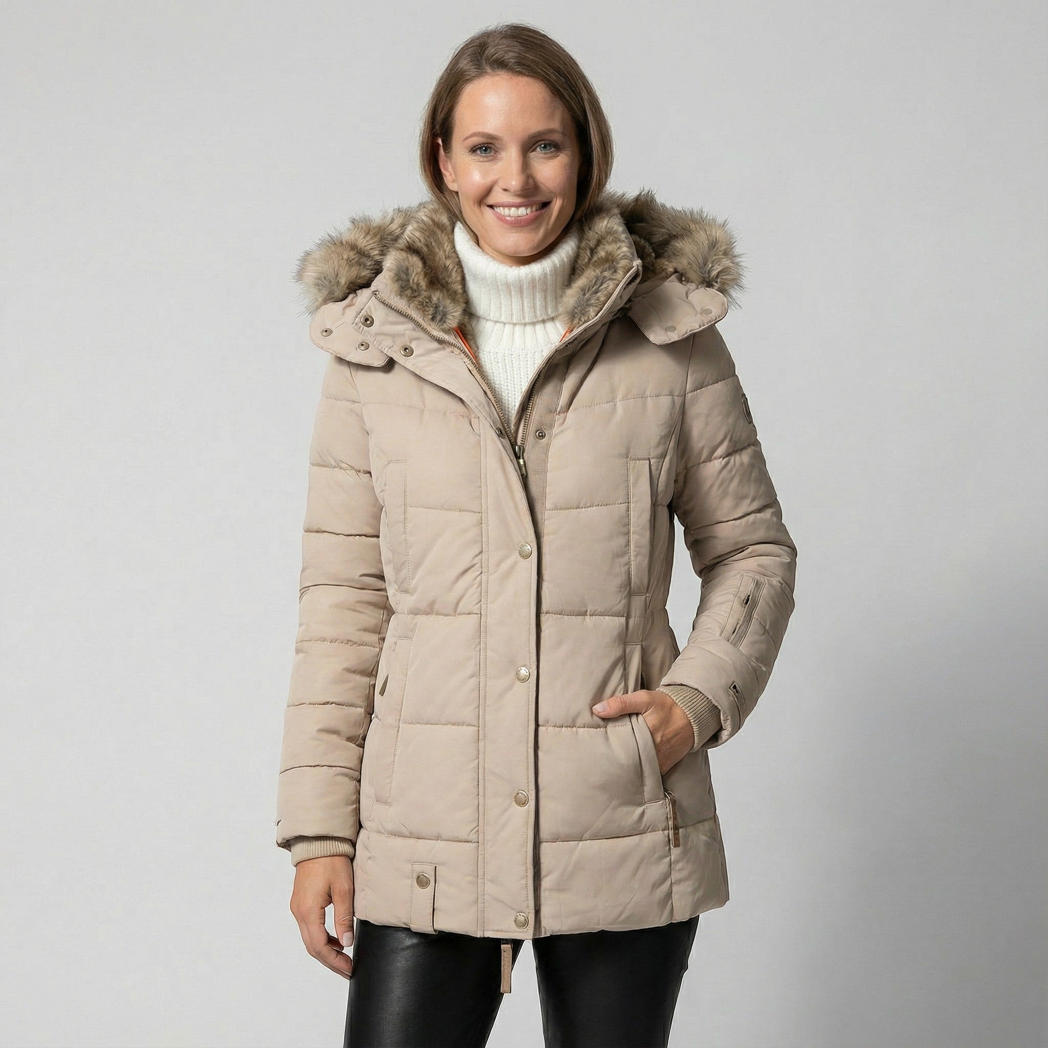 Riche | Manteau femme en coton à col en fourrure