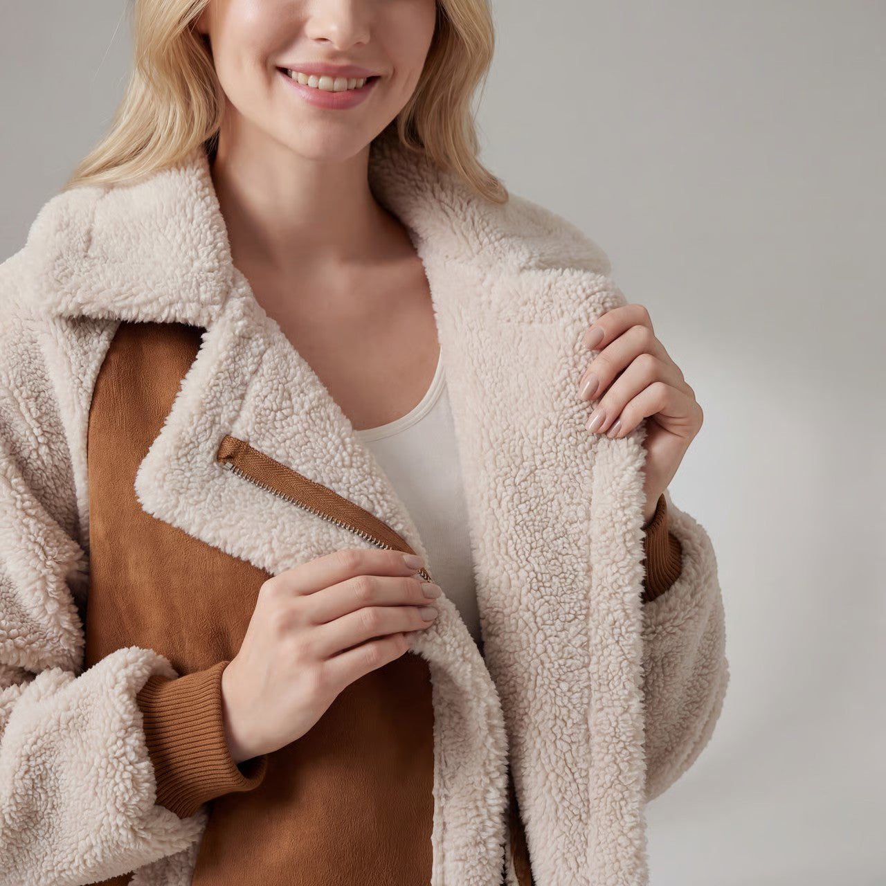 Riche | Manteau en Fourrure d’Agneau Pelucheuse pour Femme