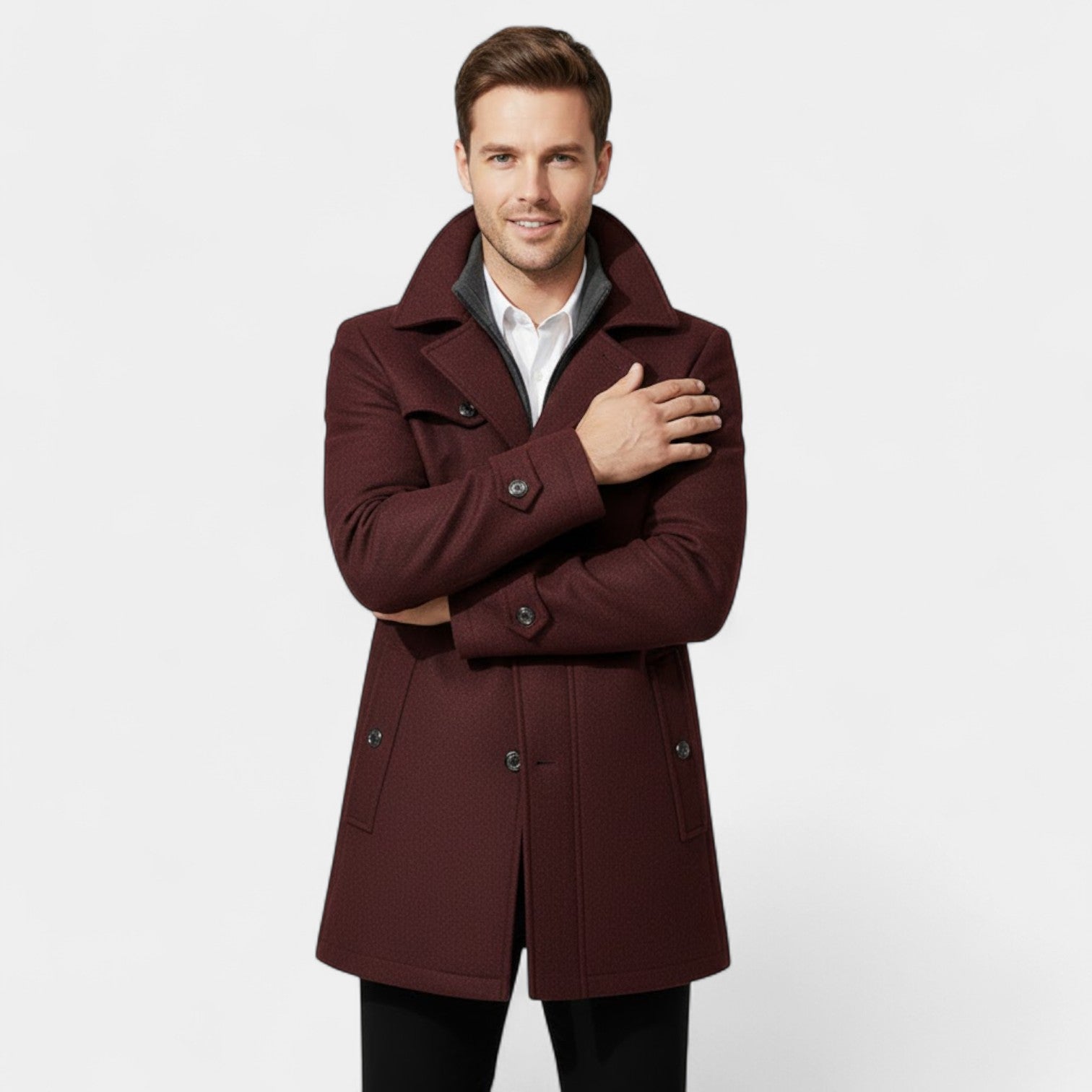 Riche | Manteau Homme en Laine – Fermeture Zippée et Boutonnée Style Classique Moderne