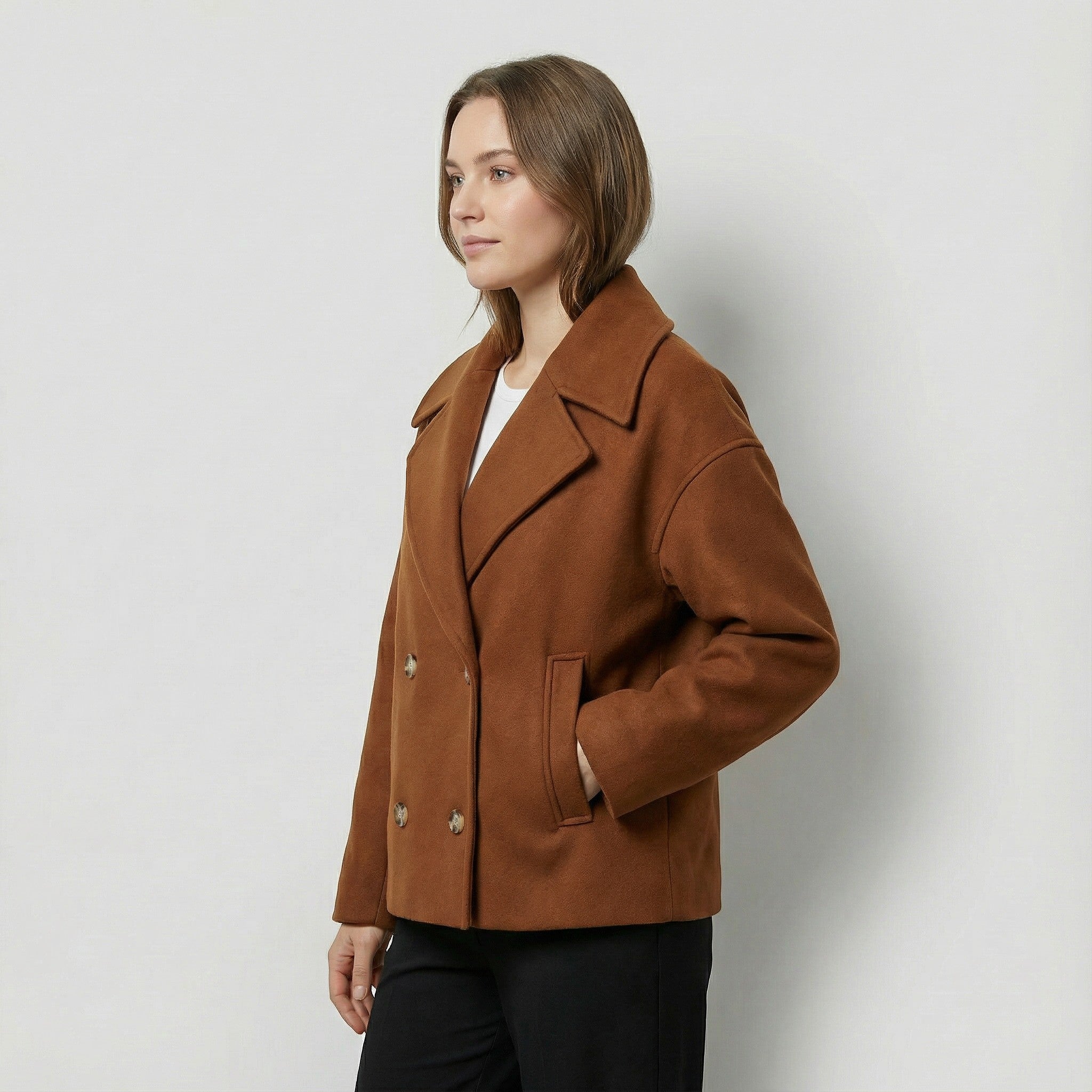 Riche | Manteau court croisé femme en laine