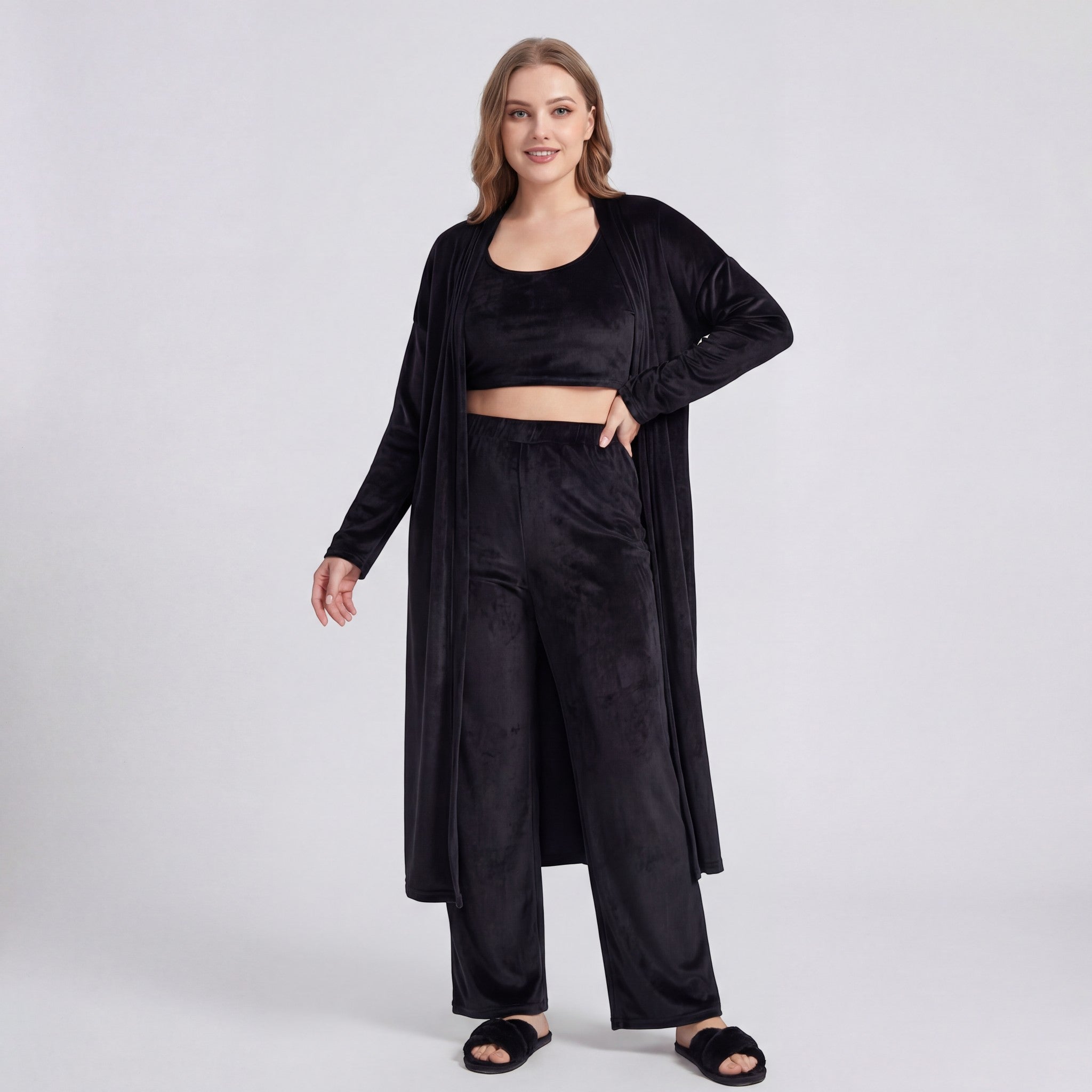 Riche | Ensemble Loungewear Femme Cozy 3 Pièces en Coton Mélangé