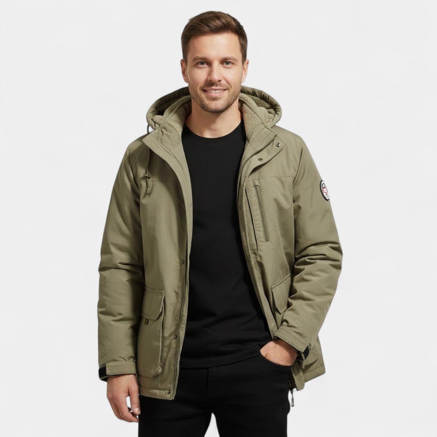 Riche | Parka Homme en Coton à Capuche – Mi-Longue Matelassée et Coupe-vent
