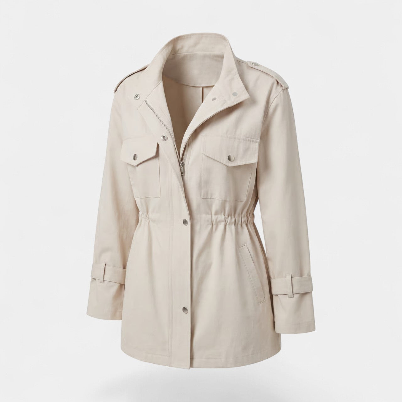 Riche | Manteau Trench Léger en Tissu Tissé pour Femme