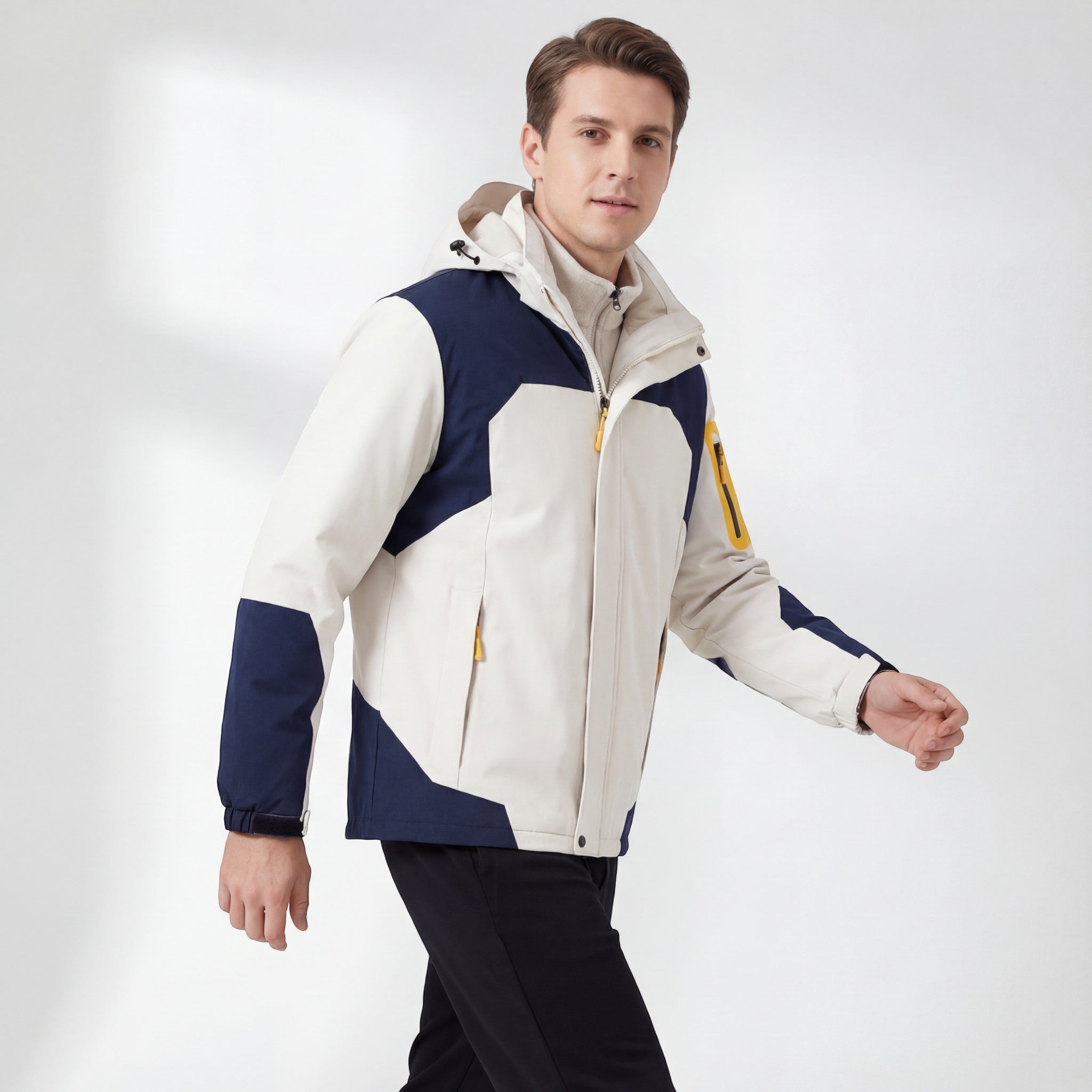 Riche | Veste à Capuche Imperméable et Coupe-Vent 3-en-1 Doublée Polaire pour Homme