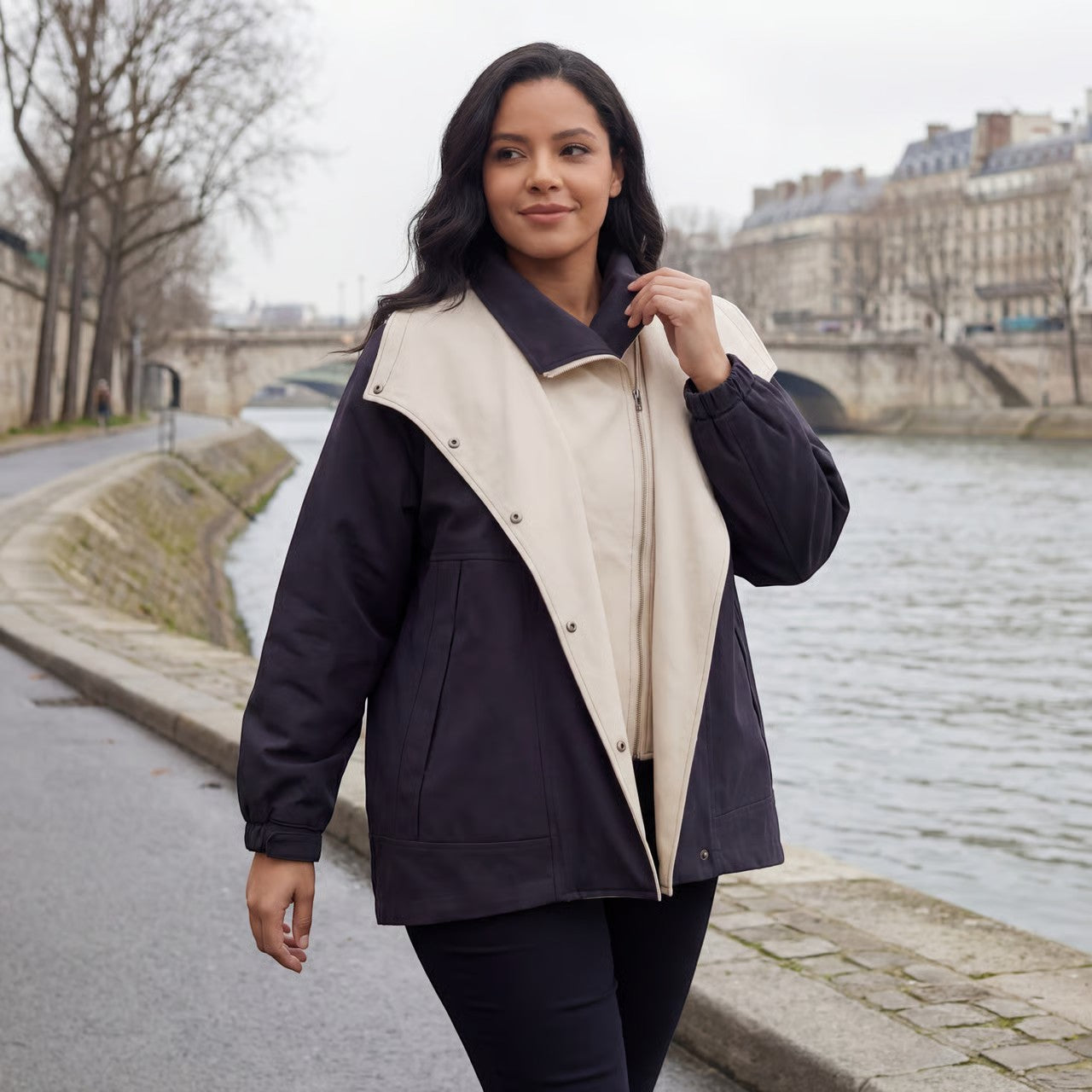 Riche | Veste Coupe-Vent Décontractée en Tissu Tissé pour Femme