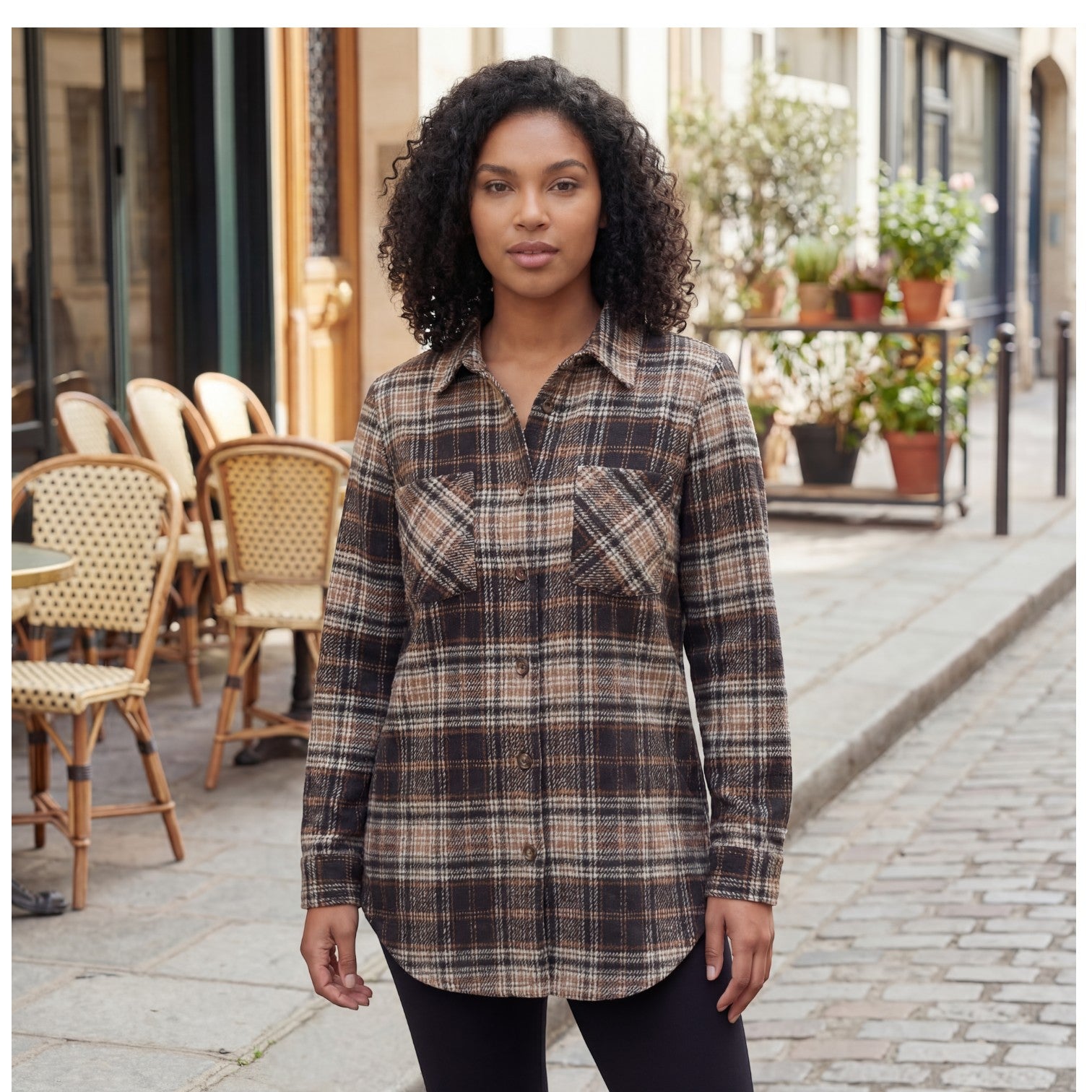 Riche | Veste Chemise Femme Casual à Carreaux en Tissu Pelucheux