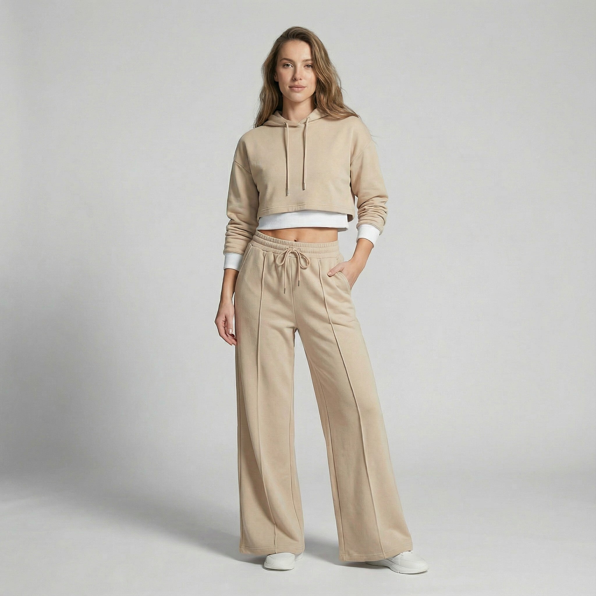 Riche | Ensemble d’intérieur à capuche en coton mélangé pour femme