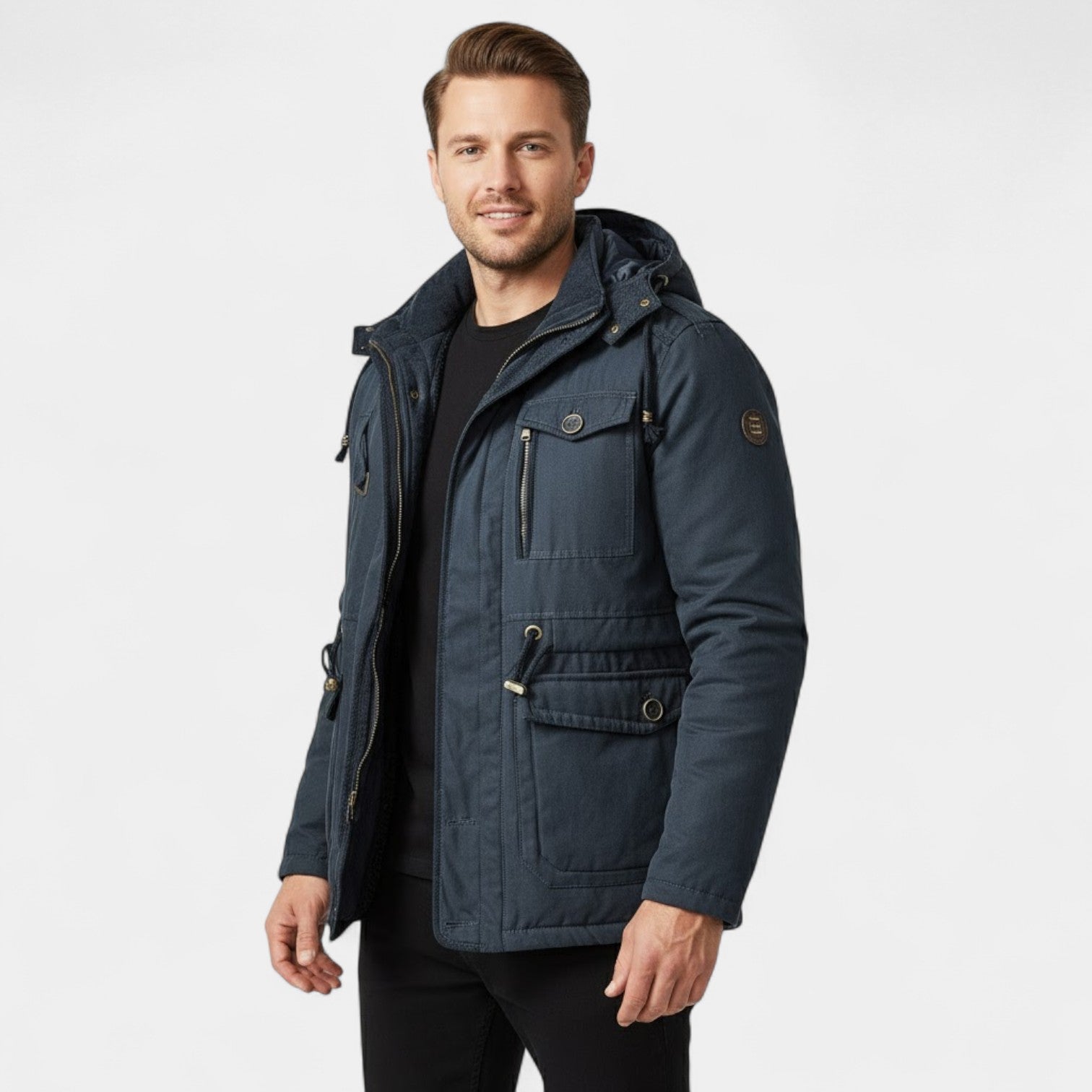 Riche | Parka Homme en Coton – Mi-Longue à Capuche Matelassée