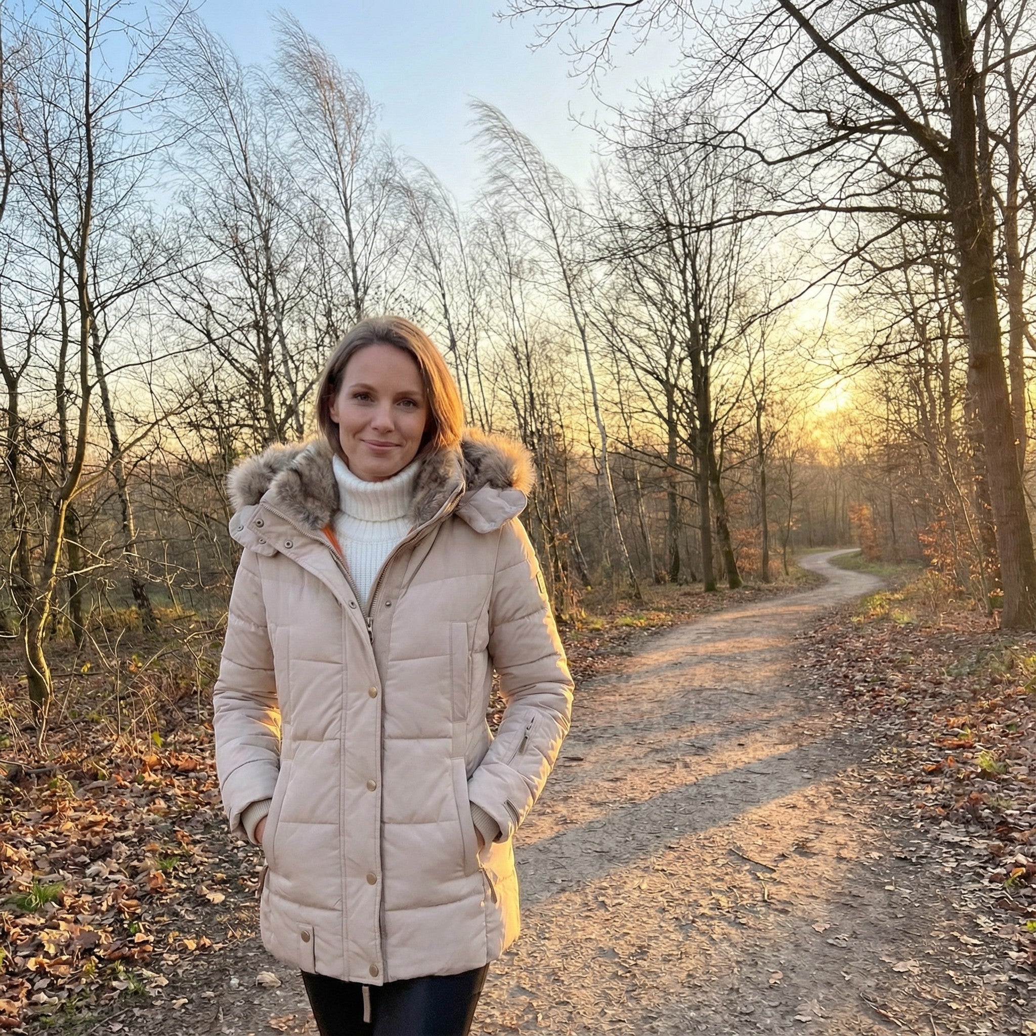 Riche | Manteau femme en coton à col en fourrure