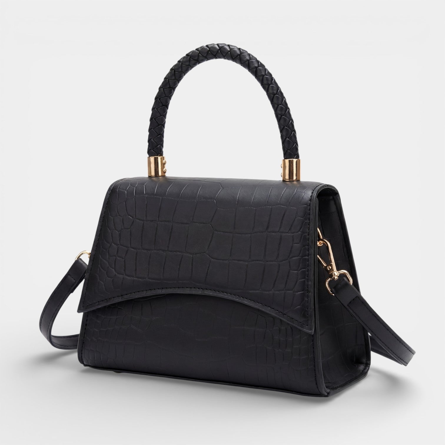 Riche | Sac Femme Bandoulière en Cuir Gaufré Croco avec Poignée