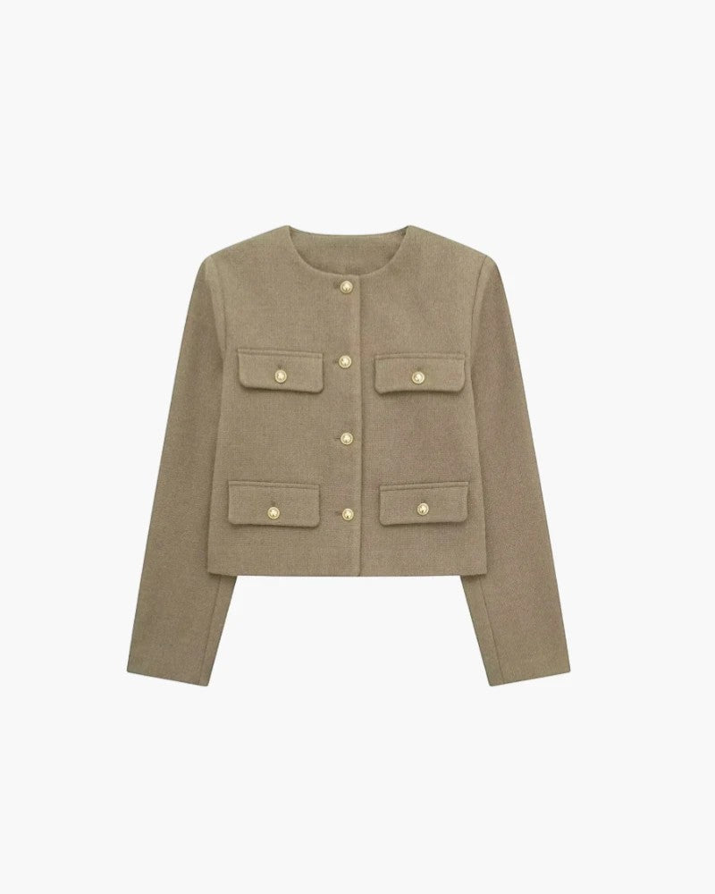 Blazer court femme en tissu – Coupe structurée légèrement ample