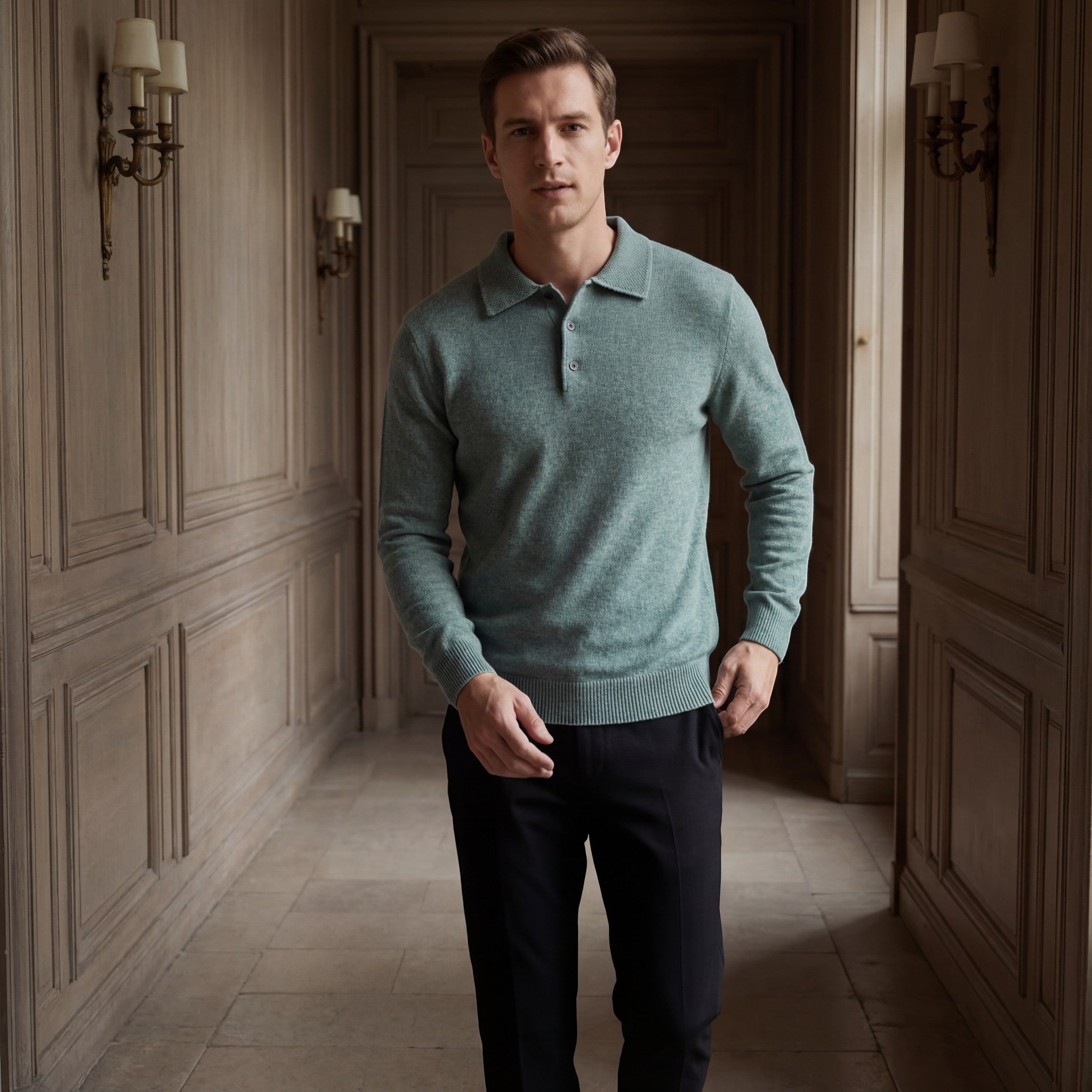 Riche | Pull polo en laine pour homme