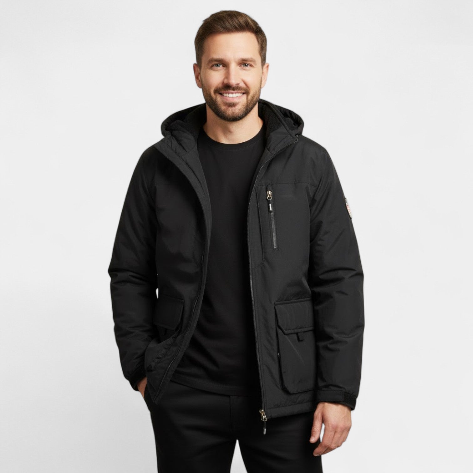 Riche | Parka Homme en Coton à Capuche – Mi-Longue Matelassée et Coupe-vent