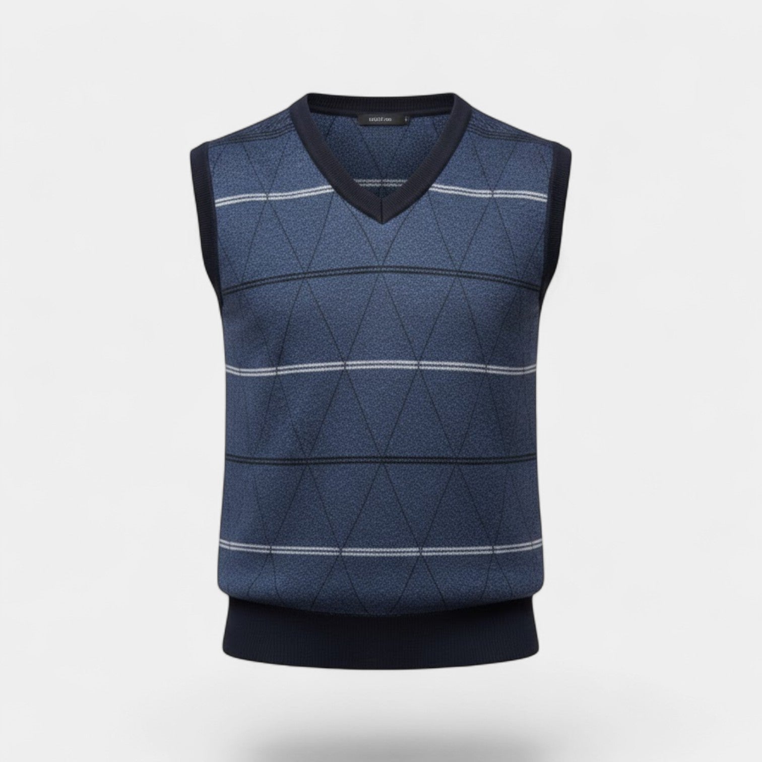 Riche | Gilet Sans Manches Col V Homme – Maille à Motif Losange