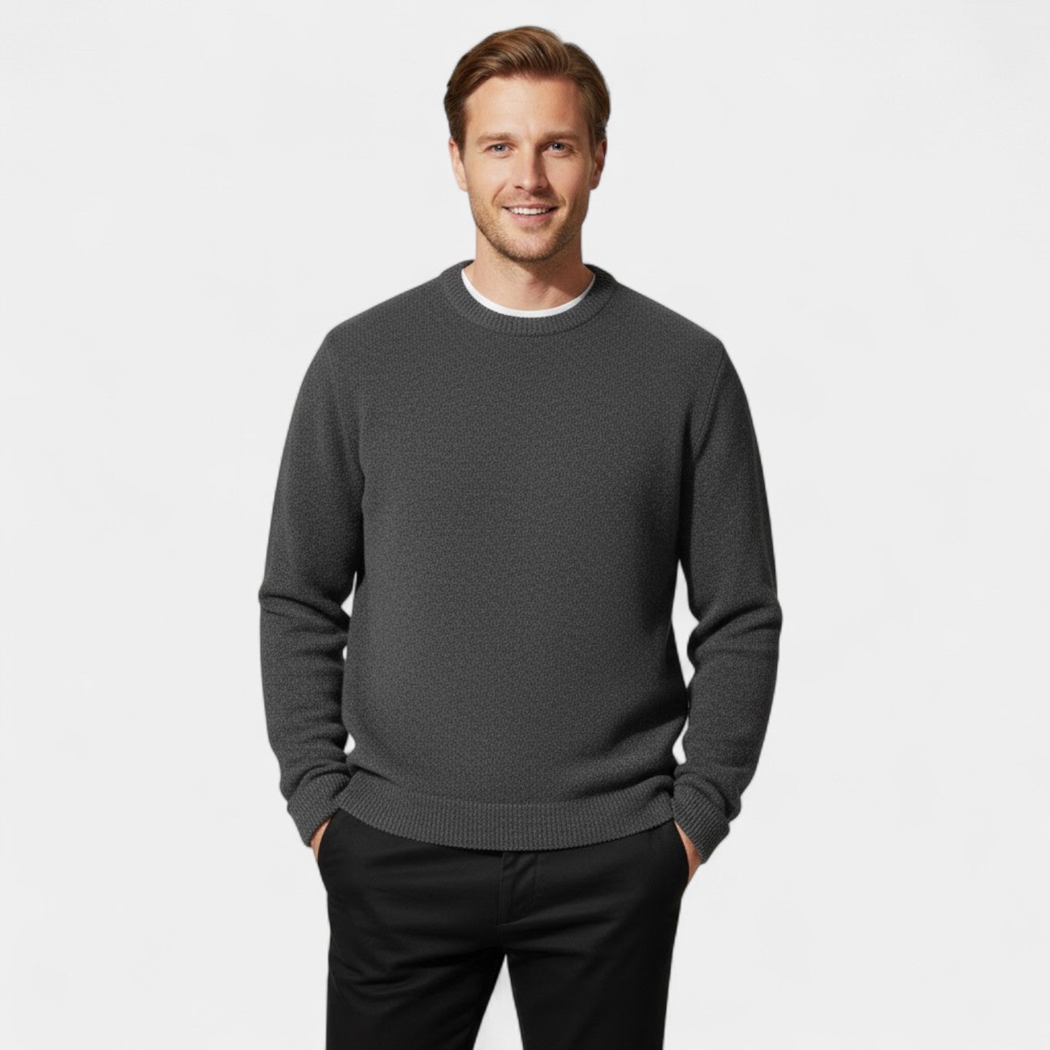 Riche | Pull Homme en Maille – Col Rond Doublé Polaire