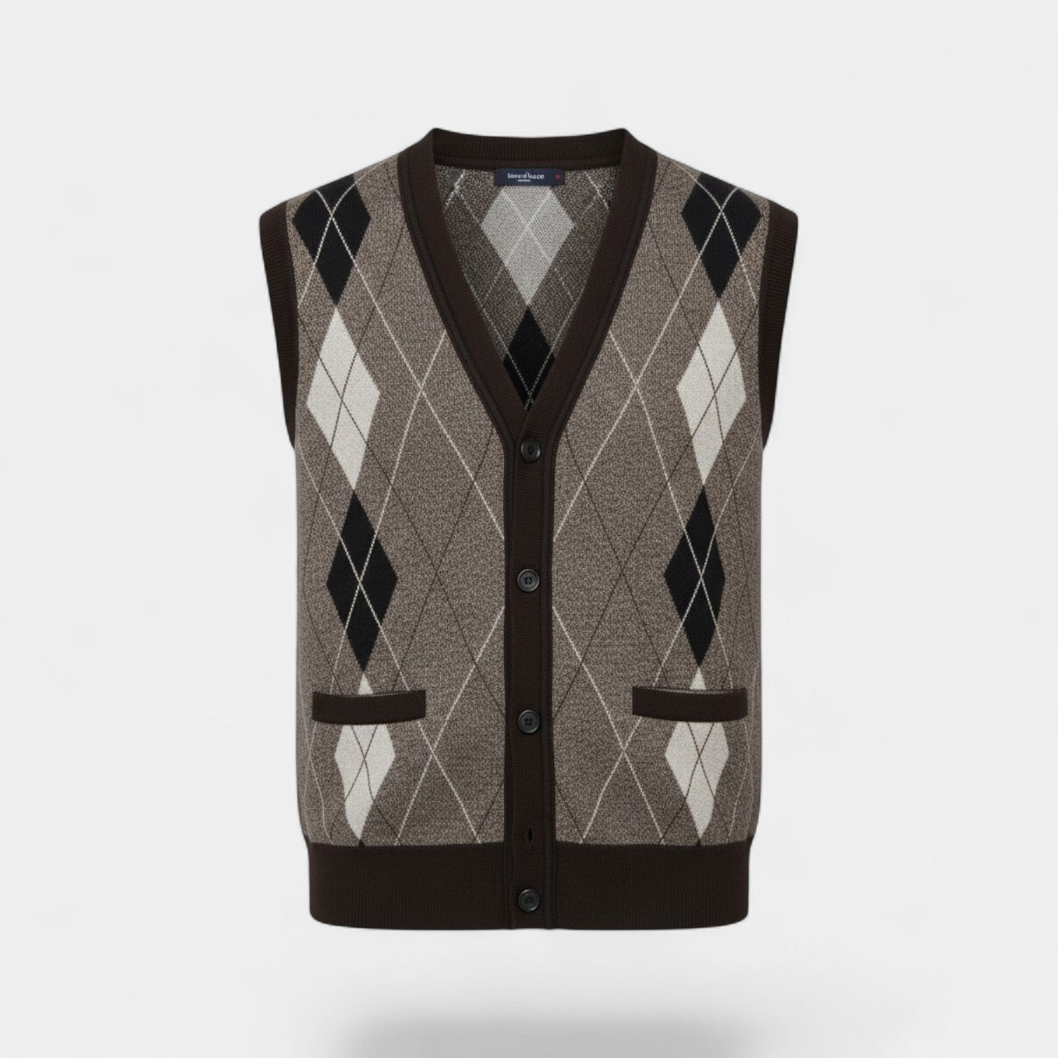 Riche | Gilet Sans Manches Col V Homme – Cardigan Boutonné à Motif