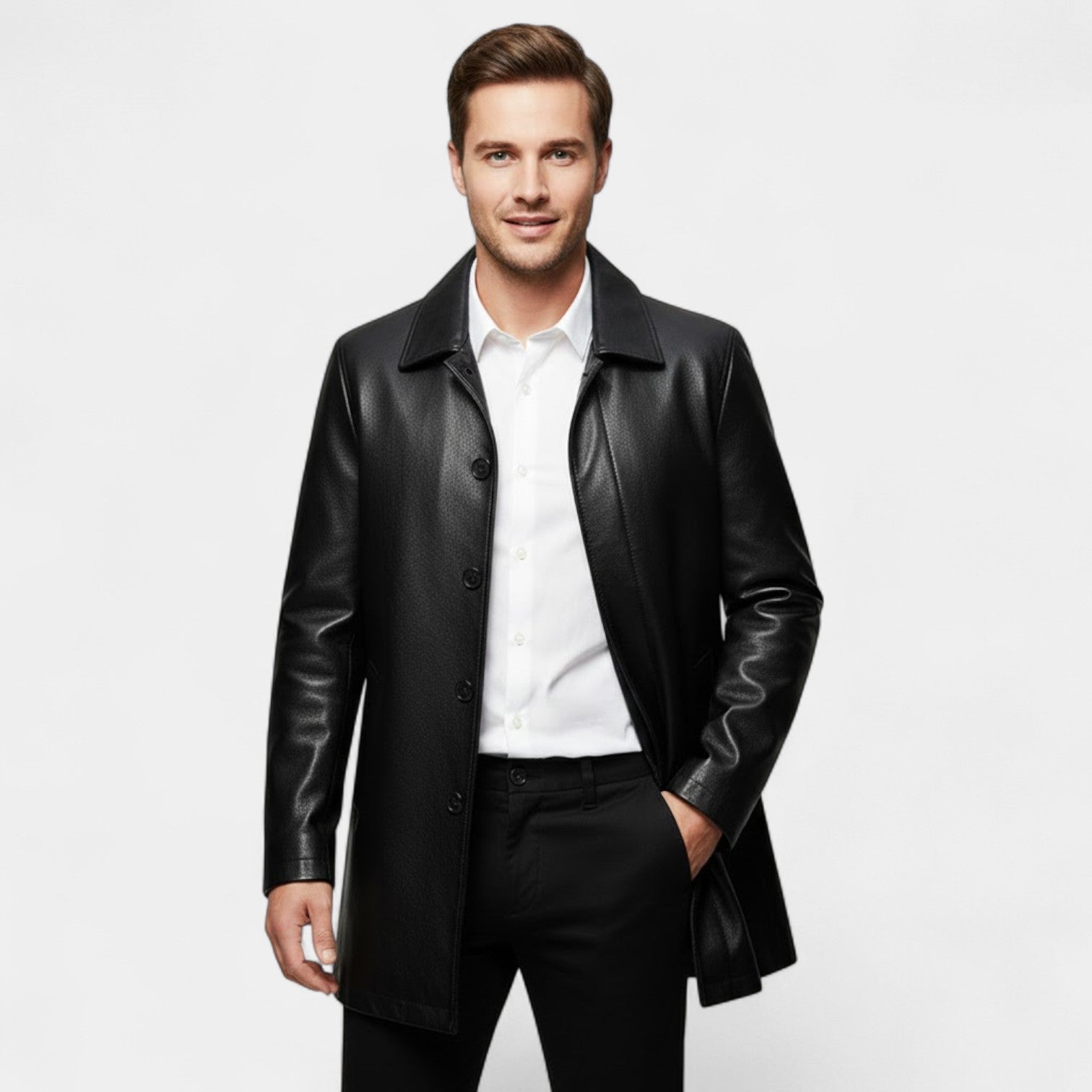 Riche | Manteau Homme en Cuir à Revers – Parka Hiver Matelassée en Polaire