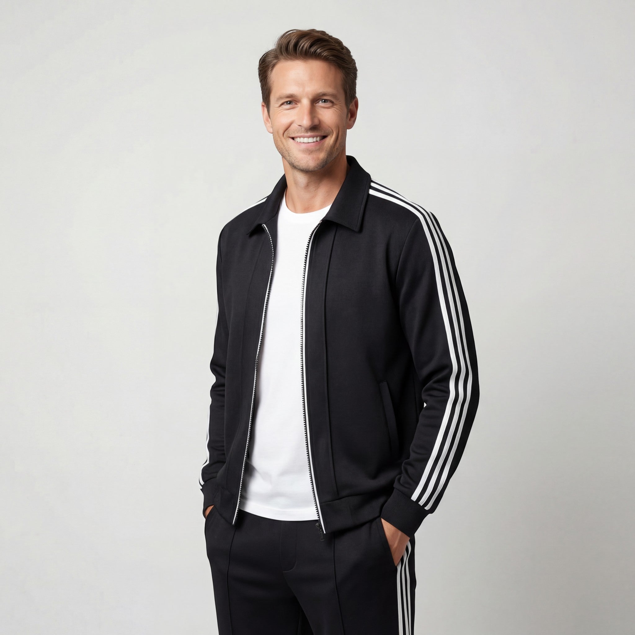 Riche | Ensemble veste décontractée homme en maille fine coupe 3D