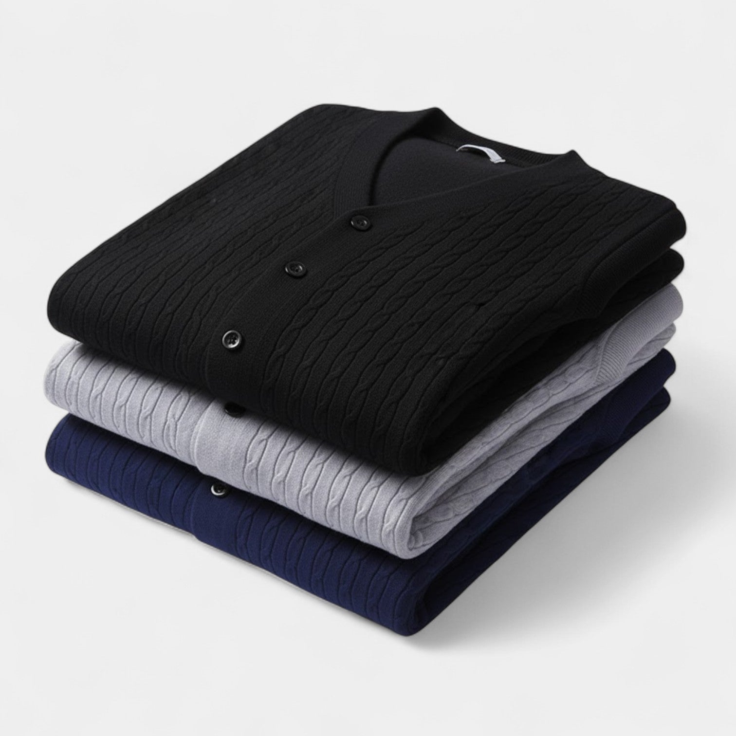 Riche | Lot de 3 Gilets Sans Manches Col V Homme – Maille Torsadée Boutonnée