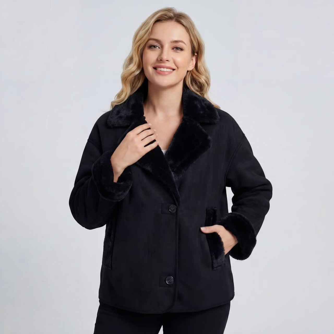 Riche | Veste d’Hiver en Fourrure Pelucheuse pour Femme