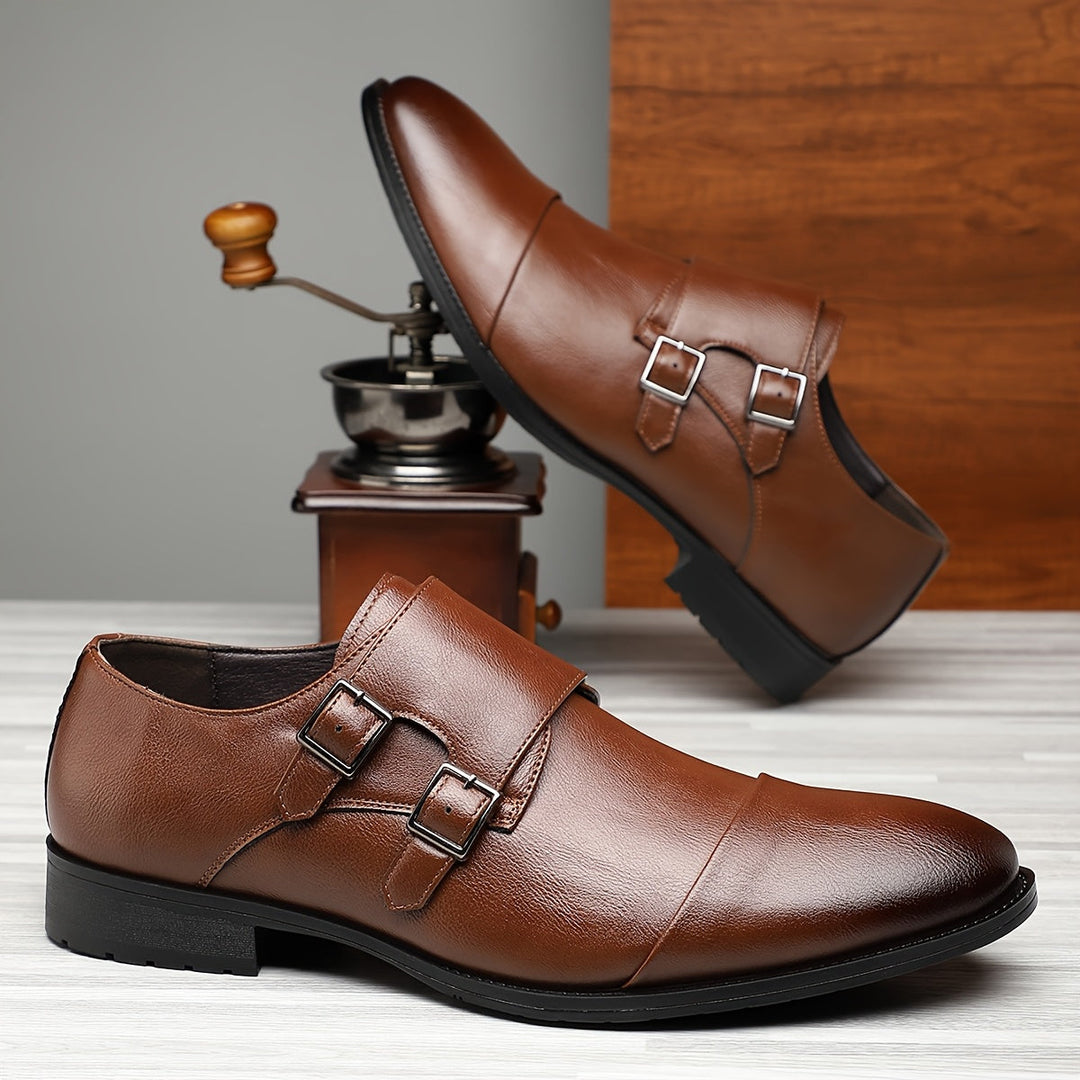 Chaussures Habillées Homme à Double Bride Moine en Cuir – Boucles Formelles Raffinées