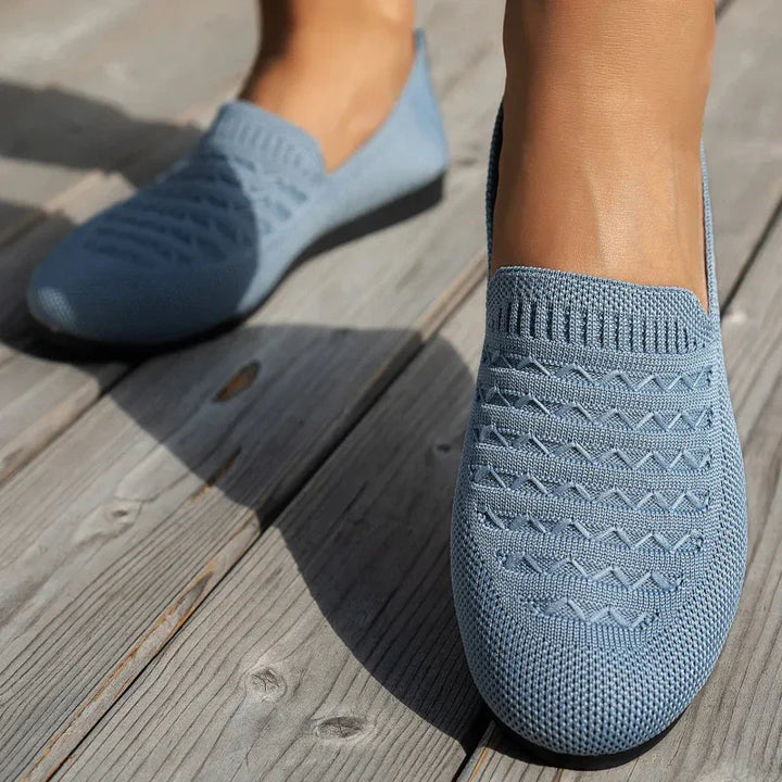 Mocassins Femme Orthopédiques Maille – Enfilage Facile Bout Rond Plat