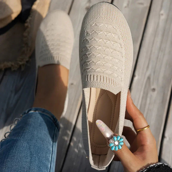 Mocassins Femme Orthopédiques Maille – Enfilage Facile Bout Rond Plat