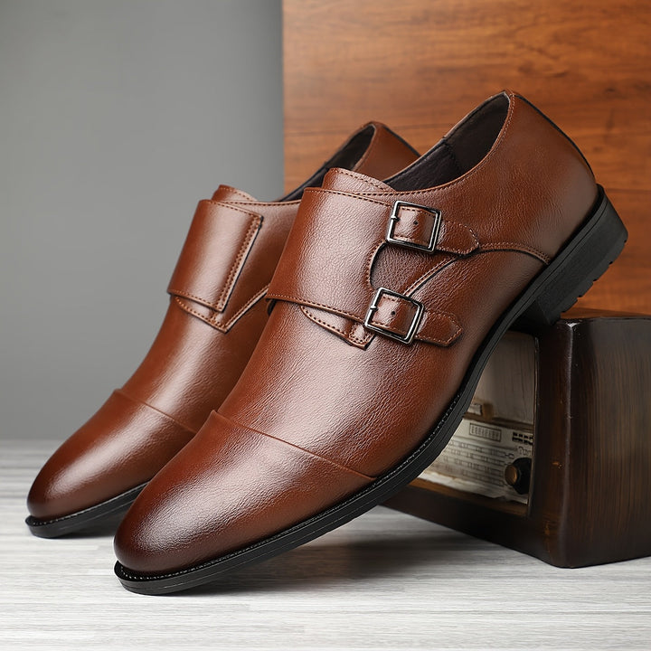 Chaussures Habillées Homme à Double Bride Moine en Cuir – Boucles Formelles Raffinées