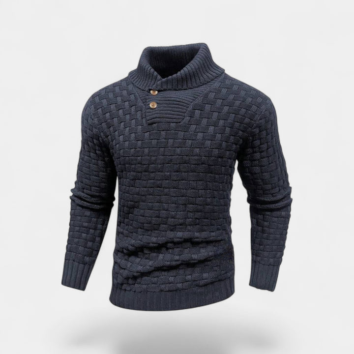 Riche | Col roulé homme coton - Coupe slim détail bouton