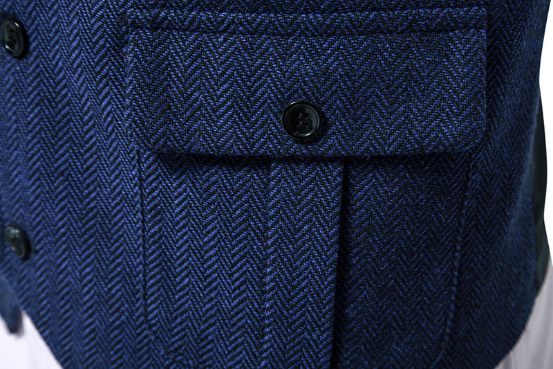 Gilet Homme Coton Motif Chevron – Coupe Ajustée Boutonnage Simple