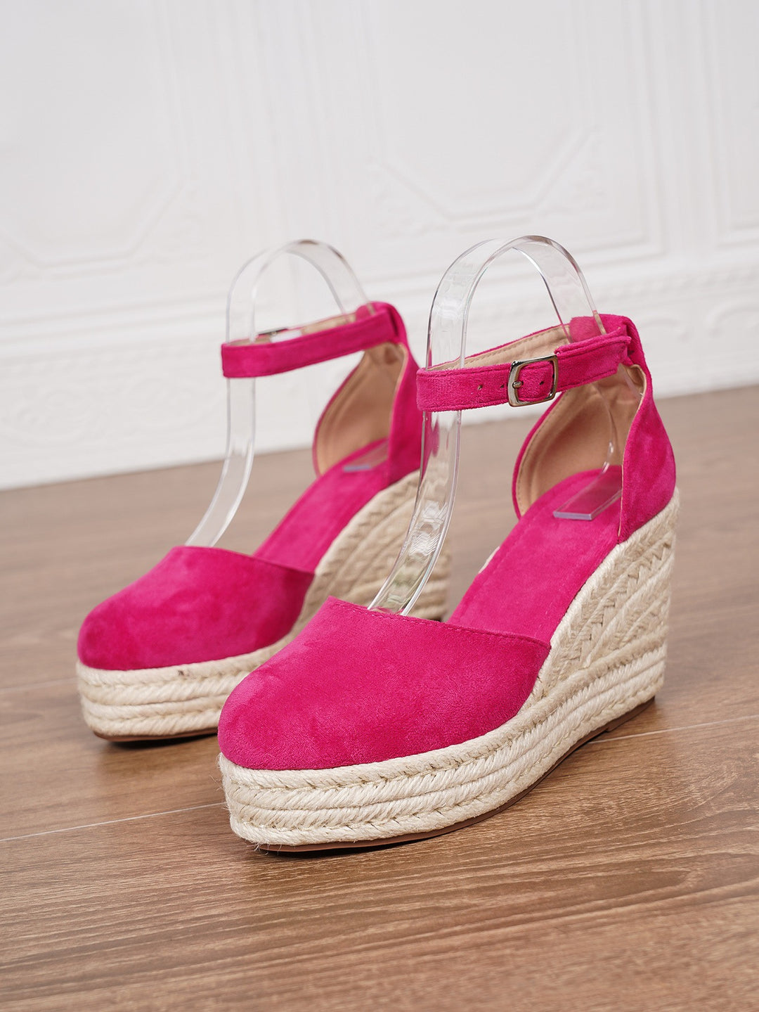 Sandales plateforme femme en suède – Bride cheville